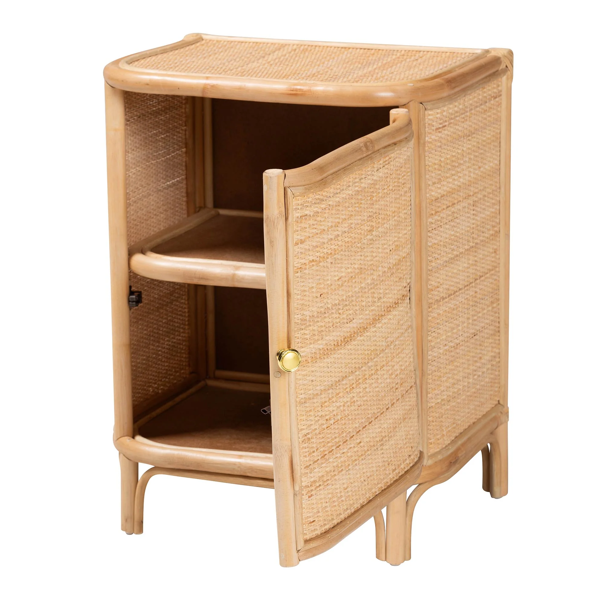Baxton Studio bali & pari Kiara Bohemian Natural Rattan Nightstand - Image 5