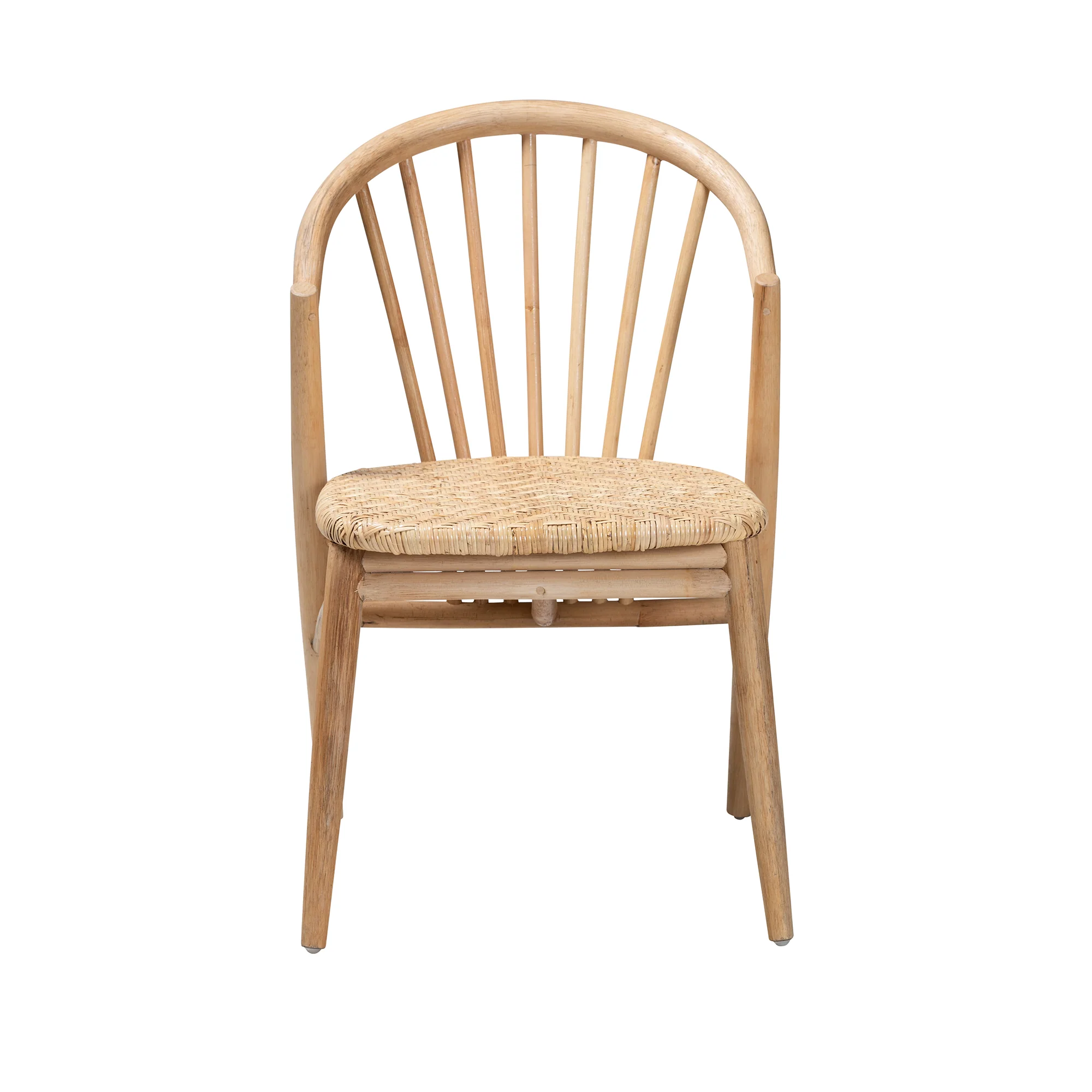 Baxton Studio bali & pari Kobe Mid-Century Modern Natural Brown Finished Wood and Rattan Dining Chair - Image 3
