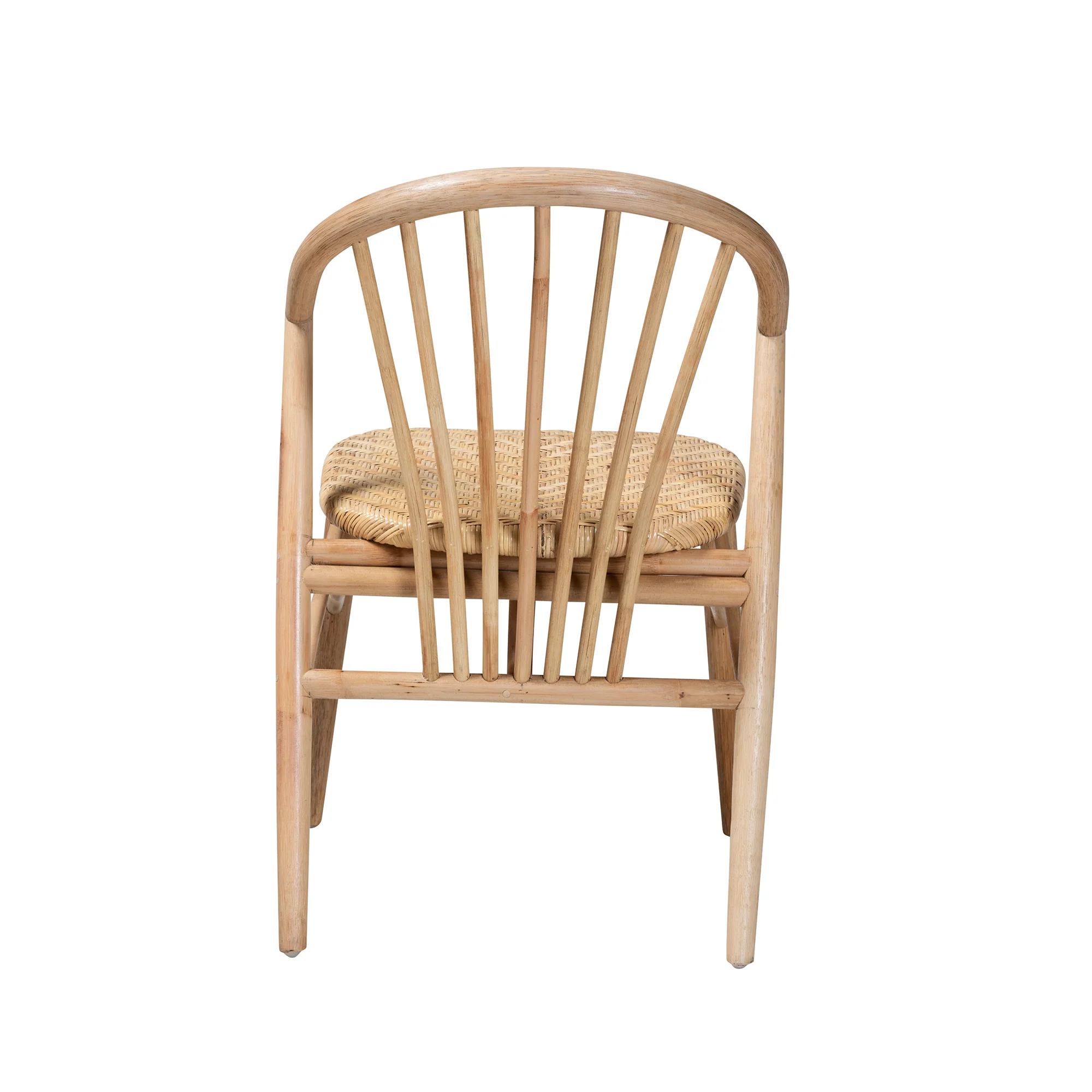 Baxton Studio bali & pari Kobe Mid-Century Modern Natural Brown Finished Wood and Rattan Dining Chair - Image 5