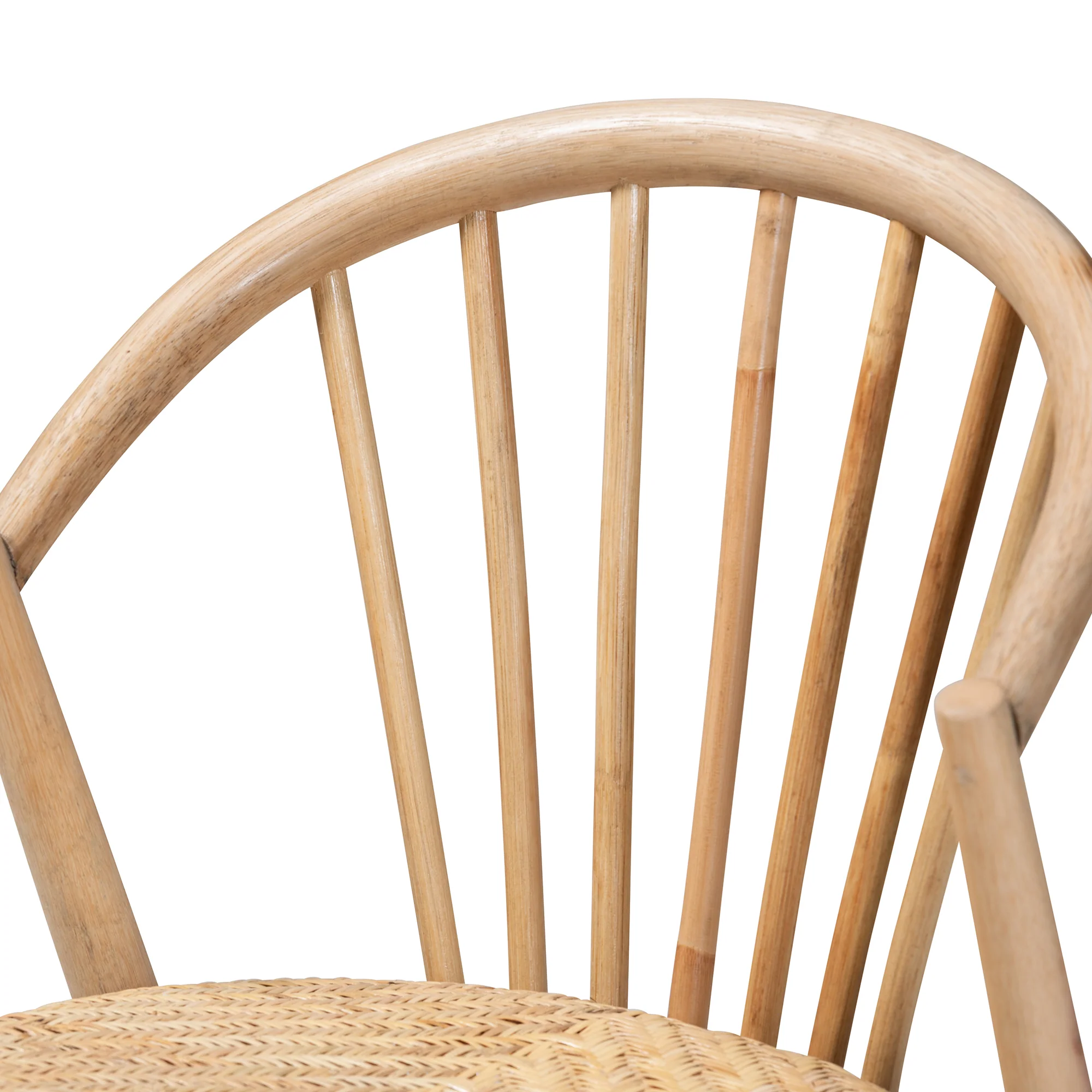 Baxton Studio bali & pari Kobe Mid-Century Modern Natural Brown Finished Wood and Rattan Dining Chair - Image 6