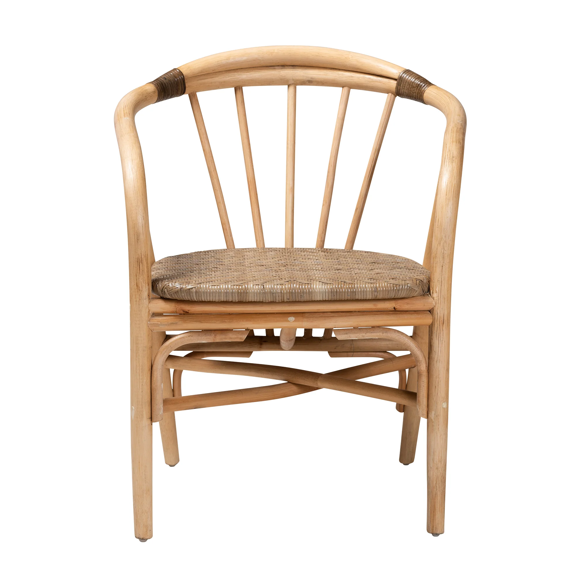 Baxton Studio bali & pari Kyoto Modern Bohemian Natural Brown Rattan Dining Chair - Image 5