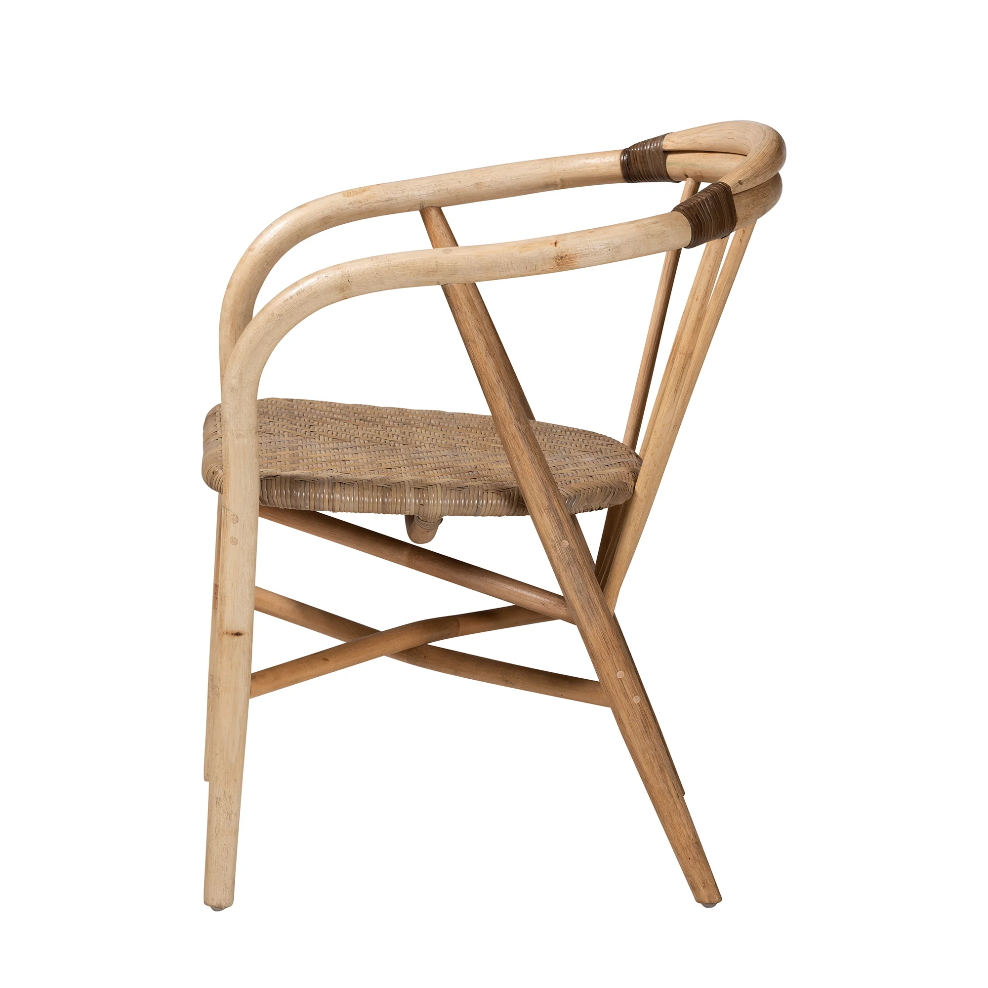 Baxton Studio bali & pari Kyoto Modern Bohemian Natural Brown Rattan Dining Chair - Image 6