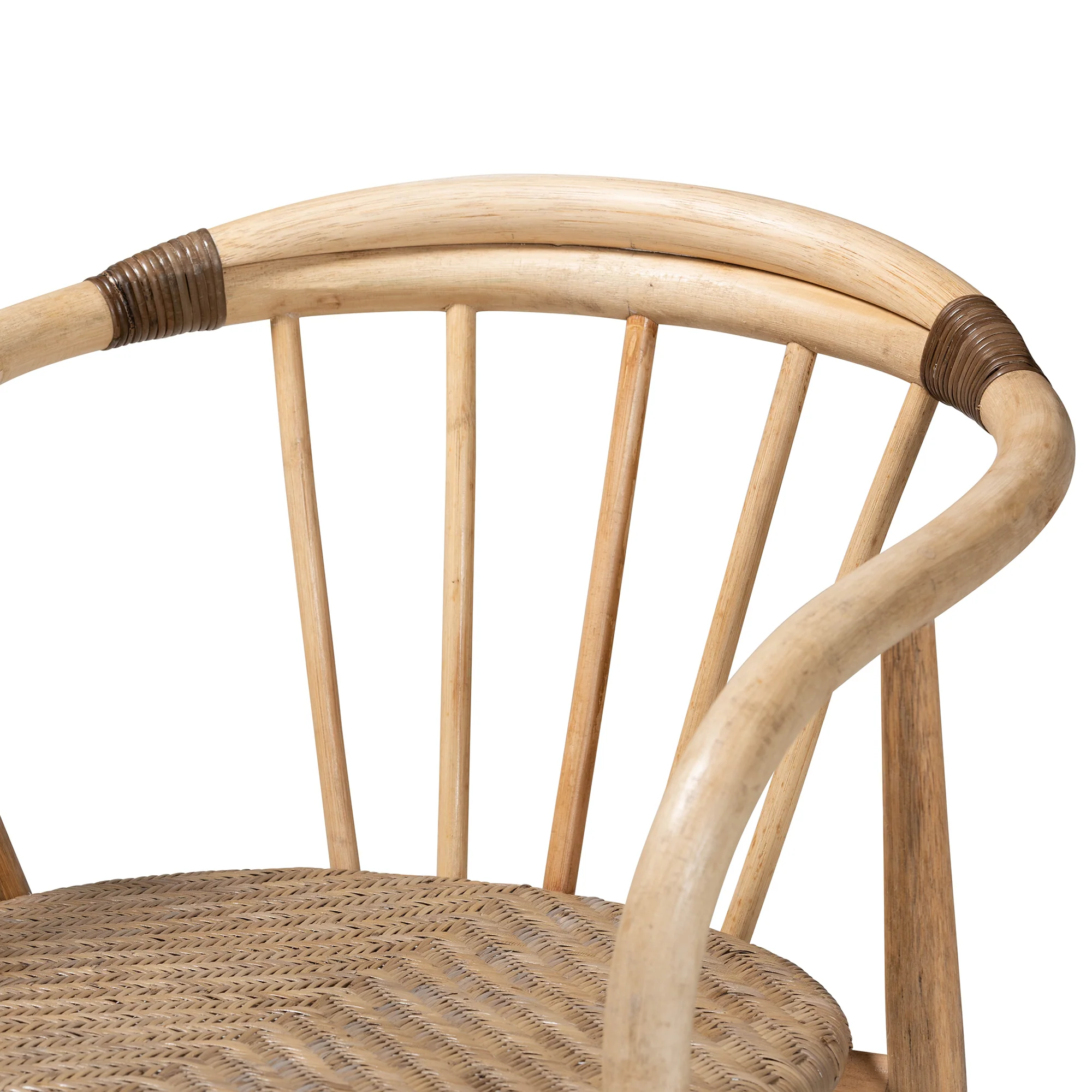 Baxton Studio bali & pari Kyoto Modern Bohemian Natural Brown Rattan Dining Chair - Image 8