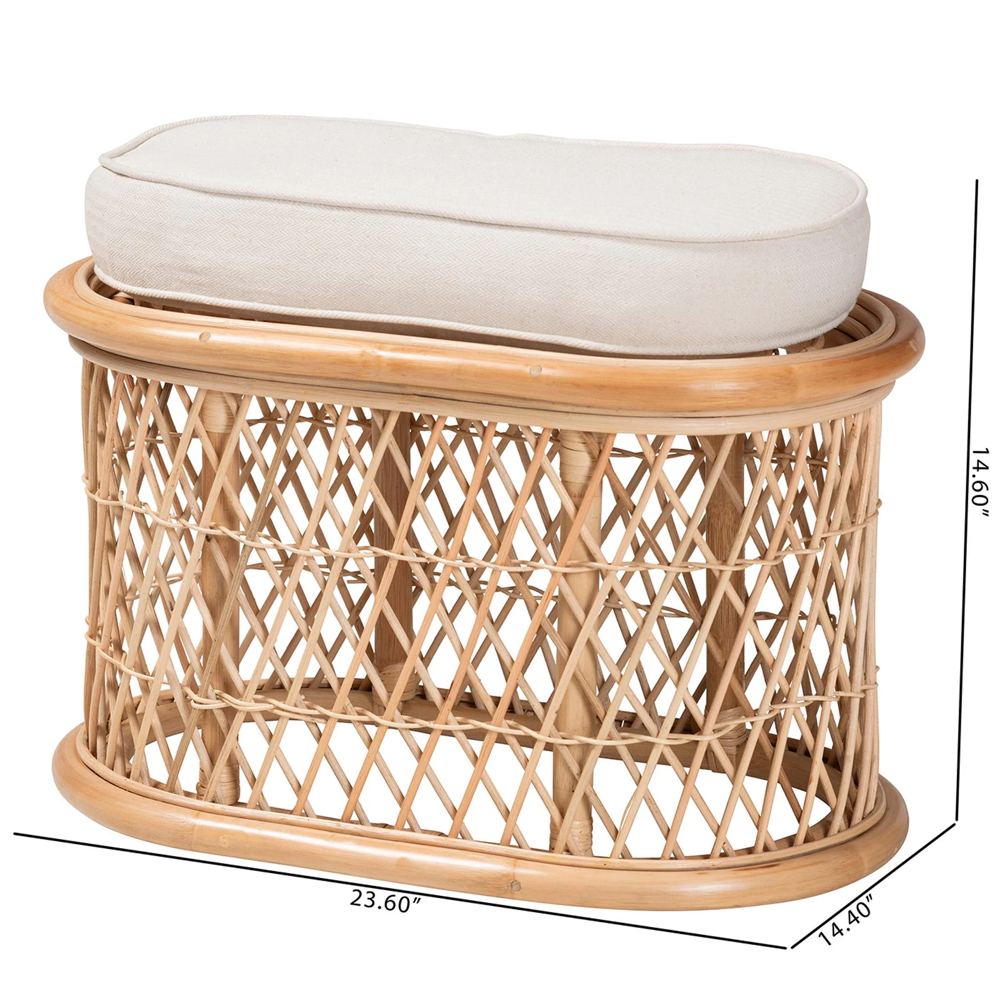 Baxton Studio bali & pari Ladonna Bohemian Natural Rattan Ottoman Footstool - Image 3