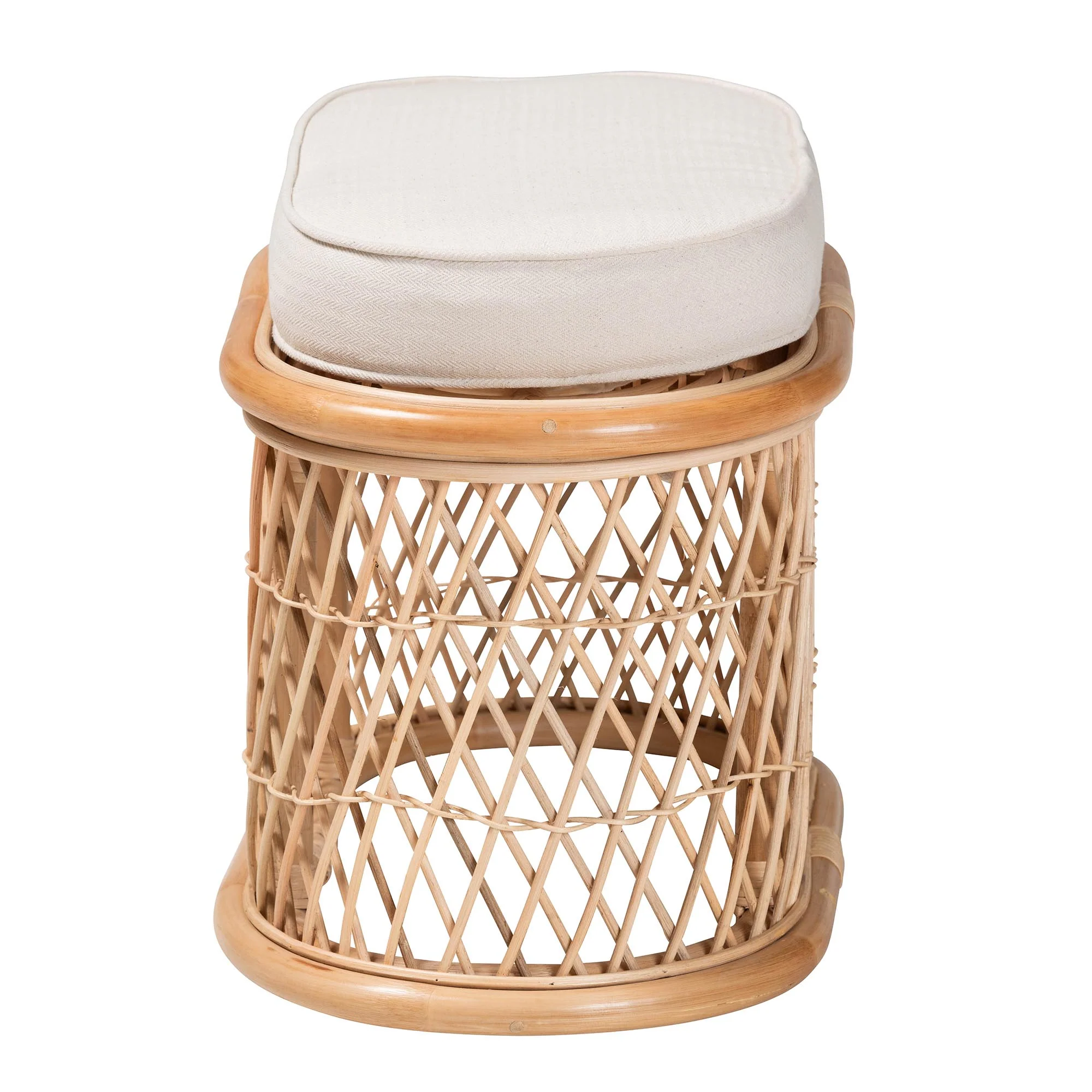 Baxton Studio bali & pari Ladonna Bohemian Natural Rattan Ottoman Footstool - Image 6