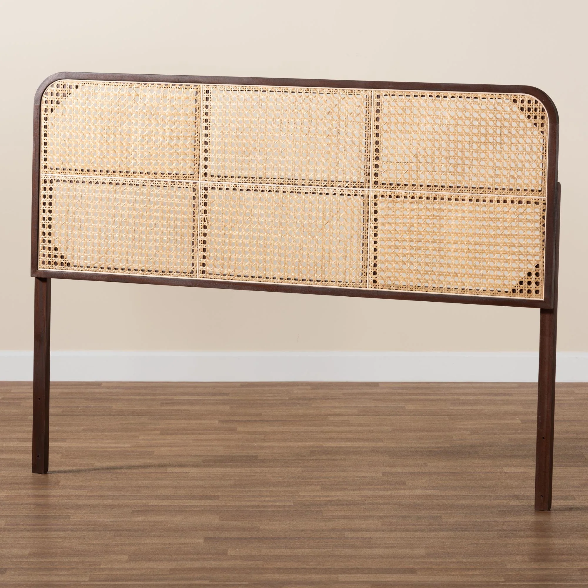 Baxton Studio bali & pari Lainer Modern Bohemian Black Finished Bayur Wood and Natural Bamboo Queen Size Headboard - Image 14