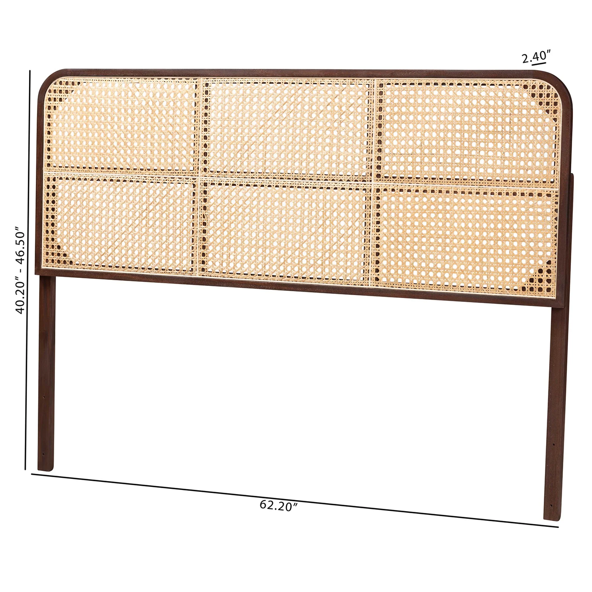 Baxton Studio bali & pari Lainer Modern Bohemian Black Finished Bayur Wood and Natural Bamboo Queen Size Headboard - Image 15