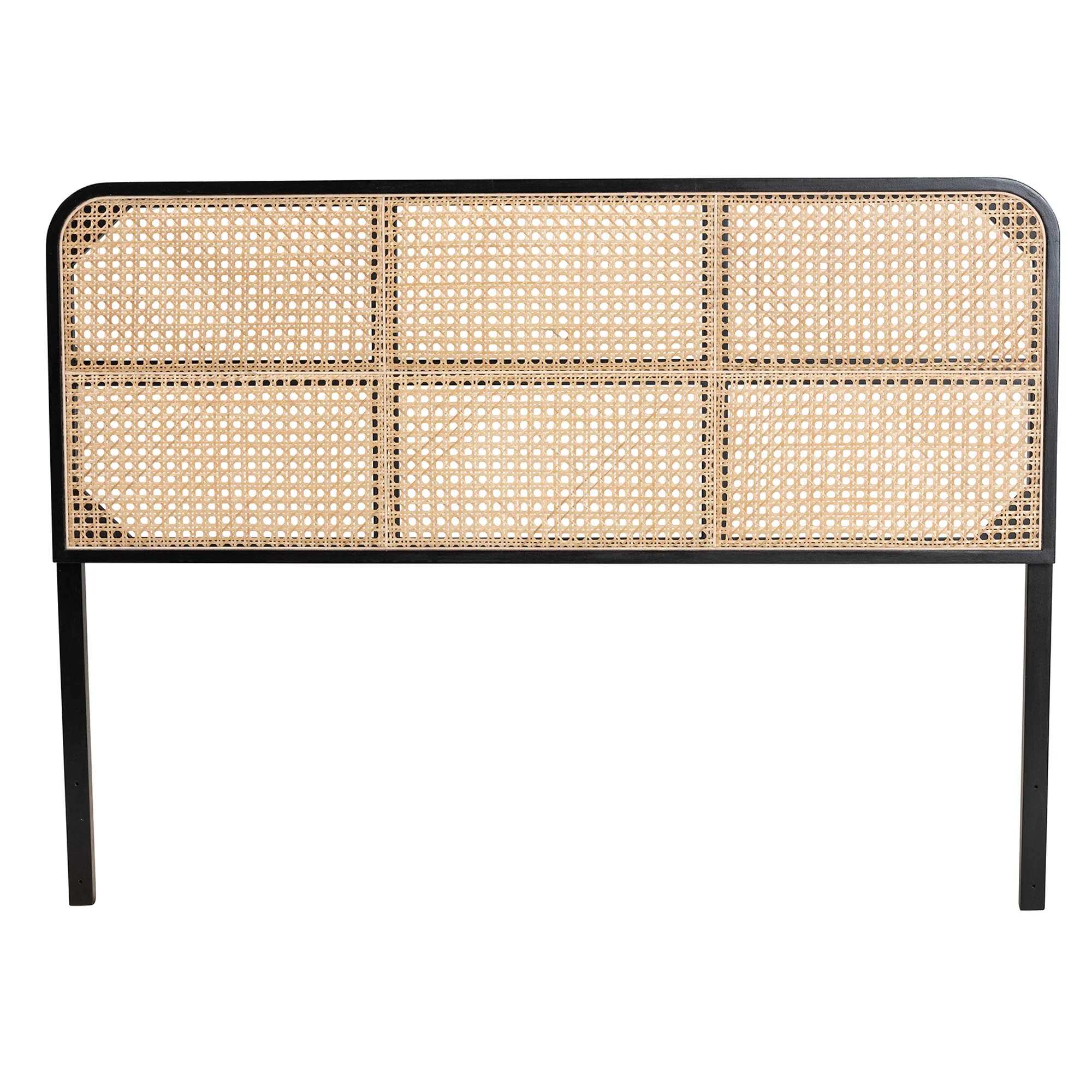 Baxton Studio bali & pari Lainer Modern Bohemian Black Finished Bayur Wood and Natural Bamboo Queen Size Headboard - Image 3