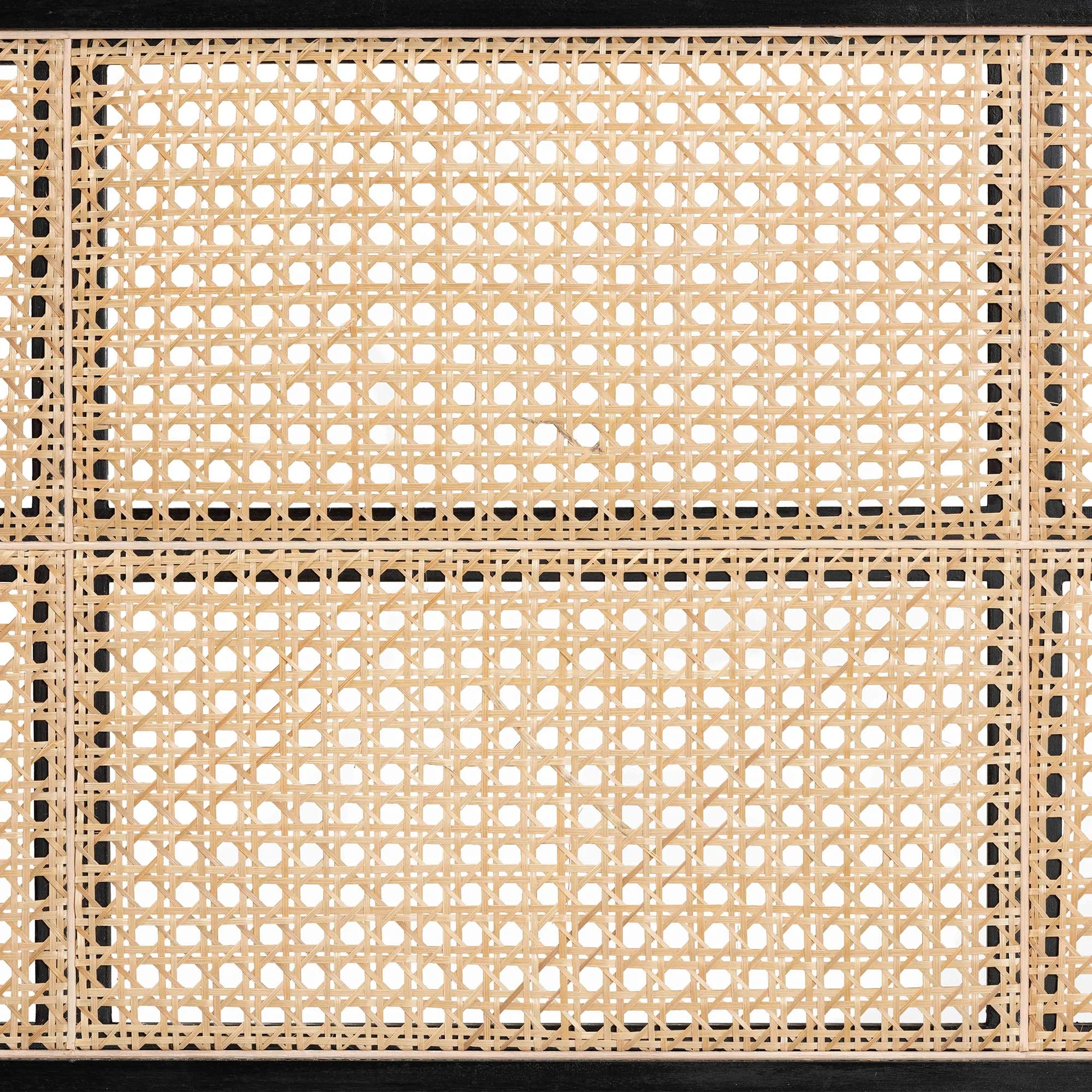 Baxton Studio bali & pari Lainer Modern Bohemian Black Finished Bayur Wood and Natural Bamboo Queen Size Headboard - Image 5
