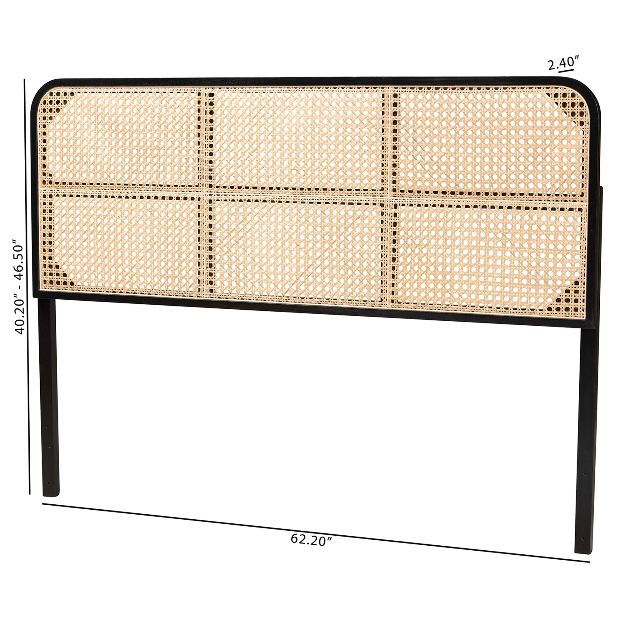 Baxton Studio bali & pari Lainer Modern Bohemian Black Finished Bayur Wood and Natural Bamboo Queen Size Headboard - Image 7