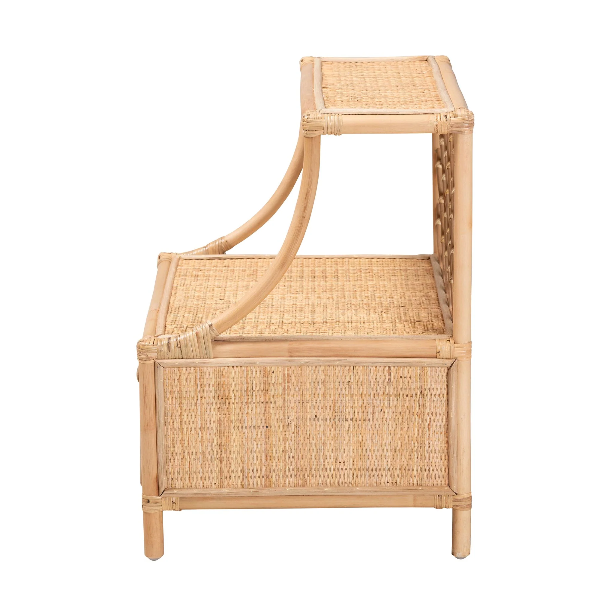 Baxton Studio bali & pari Lalo Modern Bohemian Natural Brown Rattan 1-Drawer Nightstand - Image 5