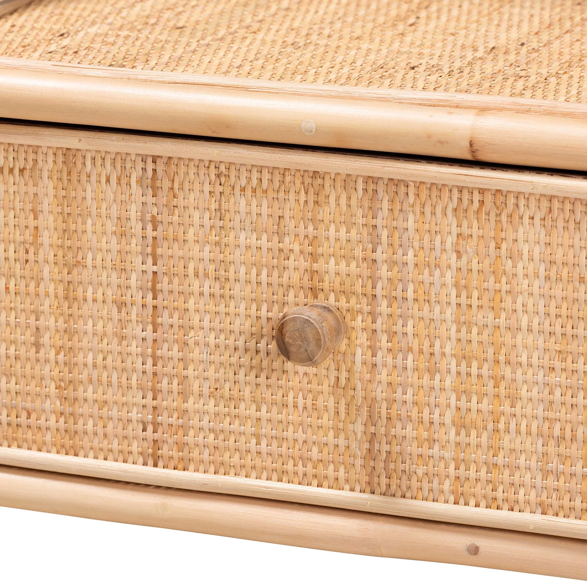 Baxton Studio bali & pari Lalo Modern Bohemian Natural Brown Rattan 1-Drawer Nightstand - Image 6