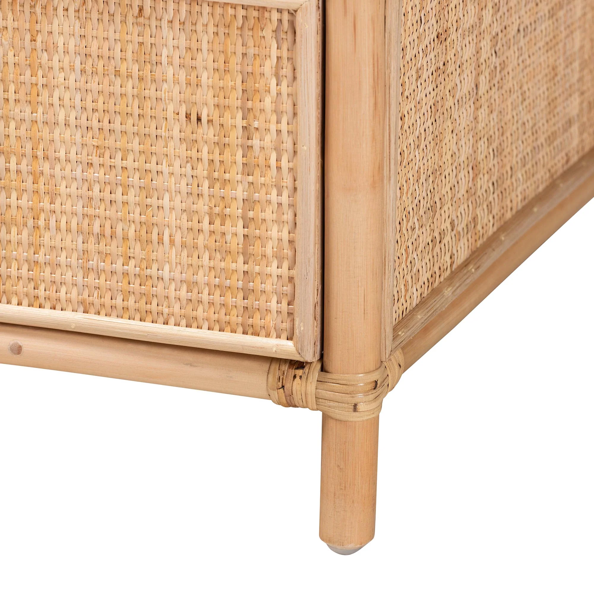 Baxton Studio bali & pari Lalo Modern Bohemian Natural Brown Rattan 1-Drawer Nightstand - Image 7