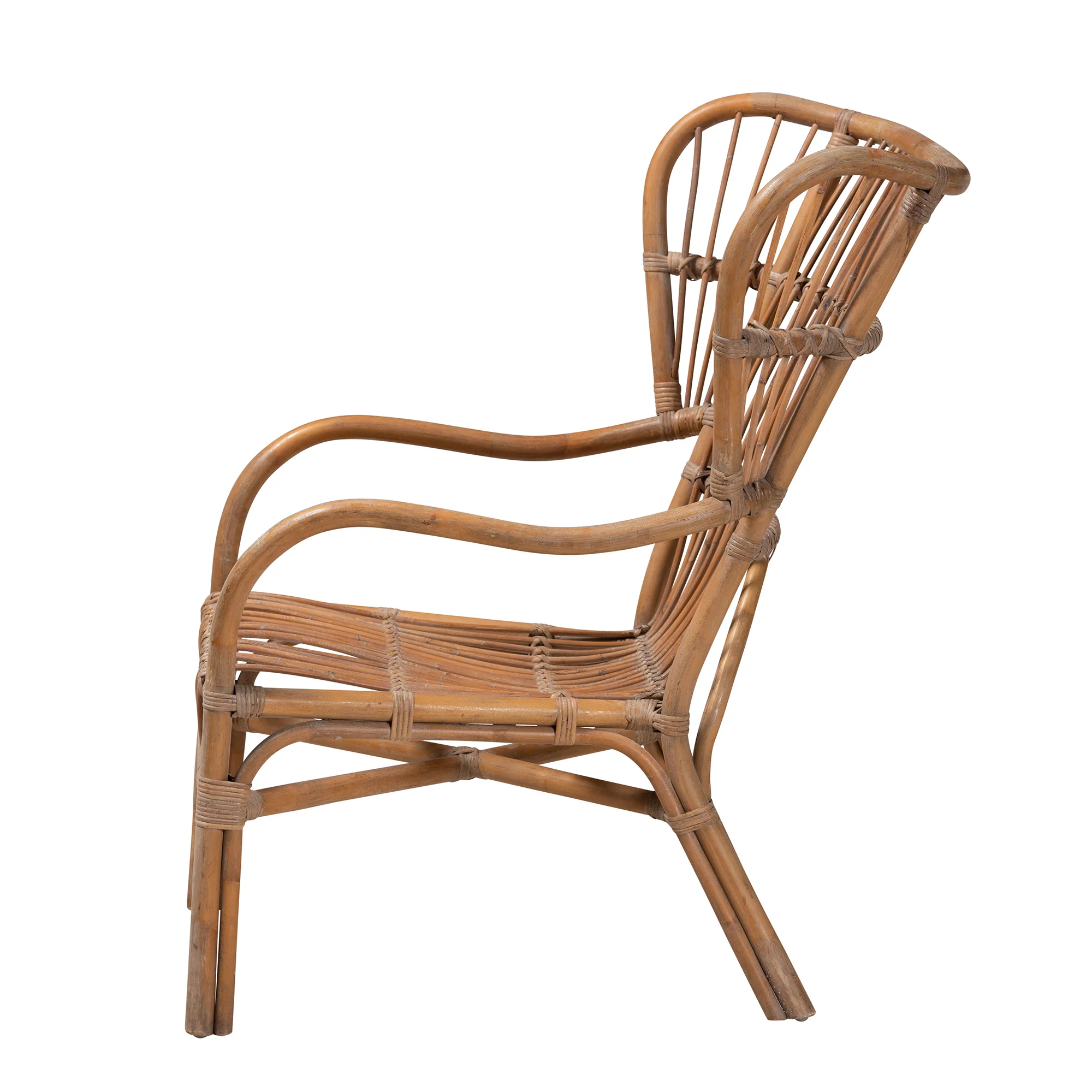Baxton Studio bali & pari Lamaria Modern Bohmenian Natural Brown Antique Rattan Armchair - Image 6