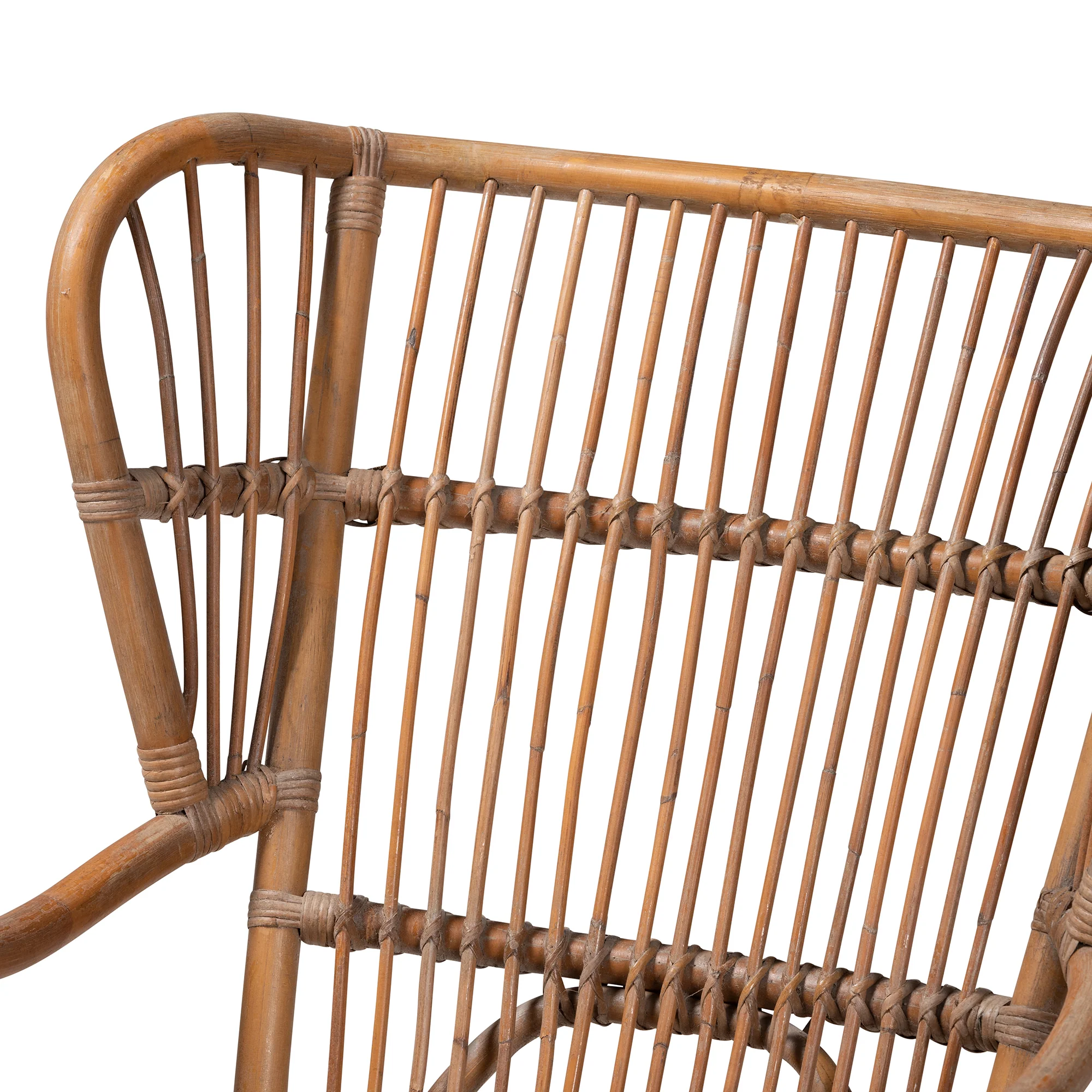 Baxton Studio bali & pari Lamaria Modern Bohmenian Natural Brown Antique Rattan Armchair - Image 8