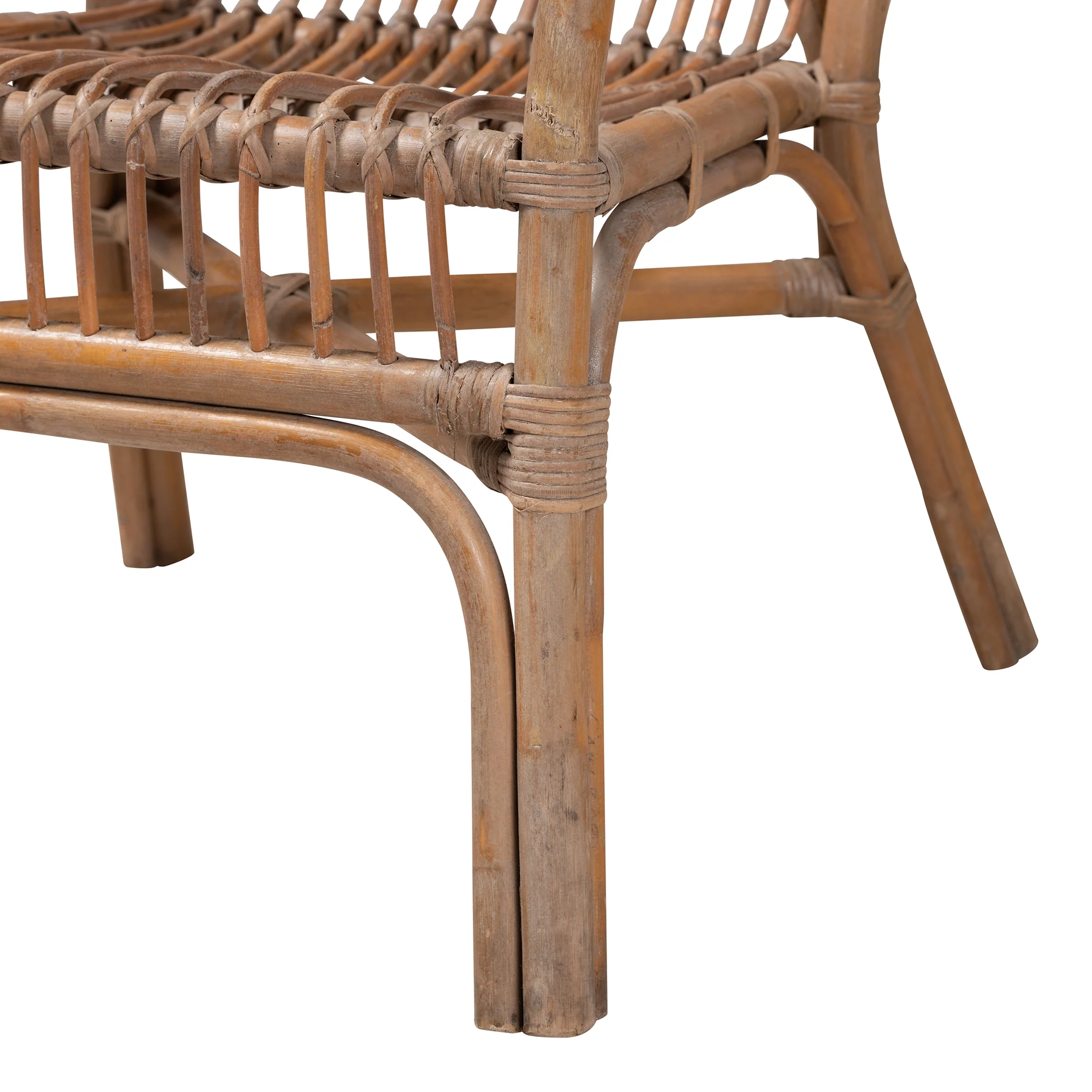 Baxton Studio bali & pari Lamaria Modern Bohmenian Natural Brown Antique Rattan Armchair - Image 9