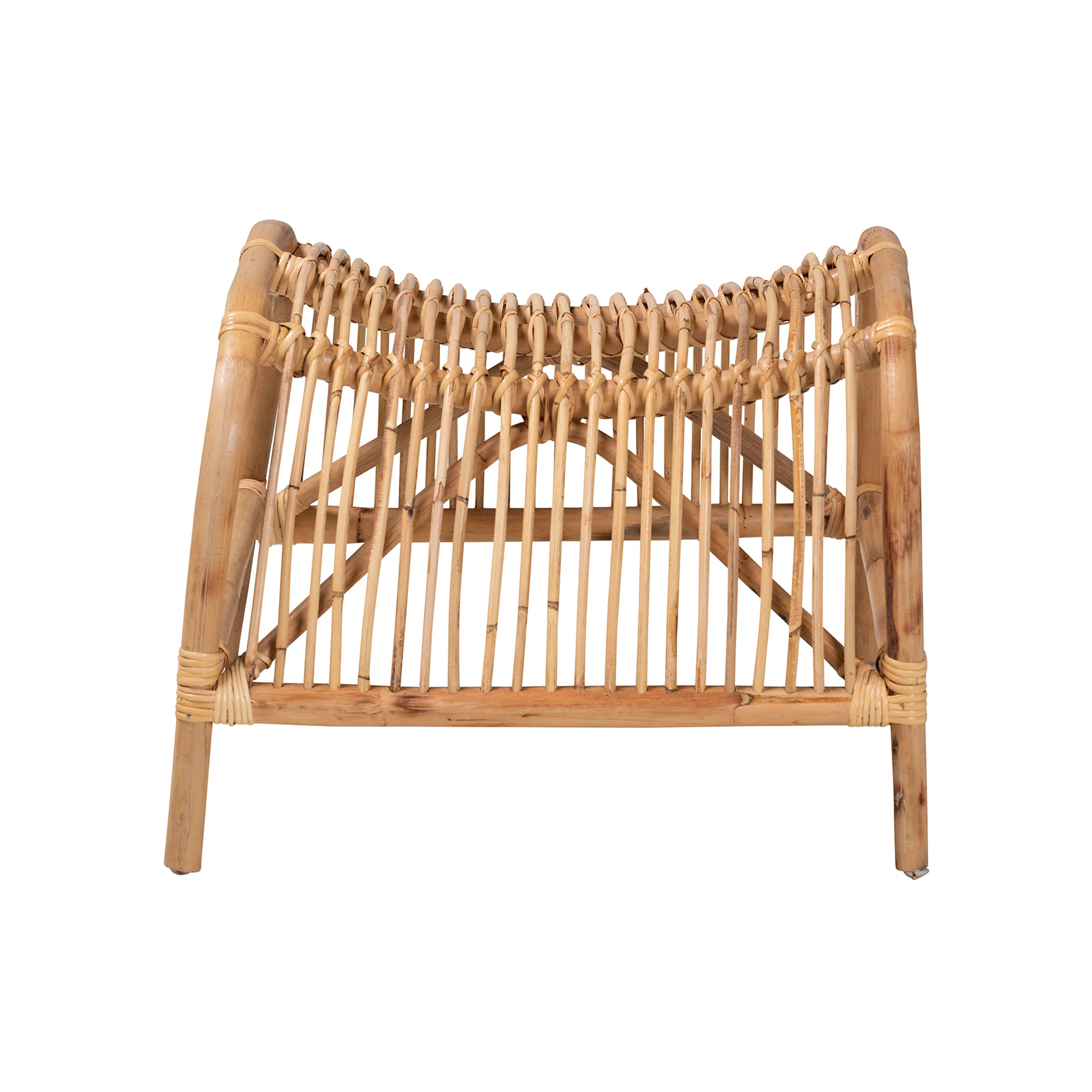 Baxton Studio bali & pari Lamaria Modern Bohmenian Natural Brown Antique Rattan Footstool - Image 3