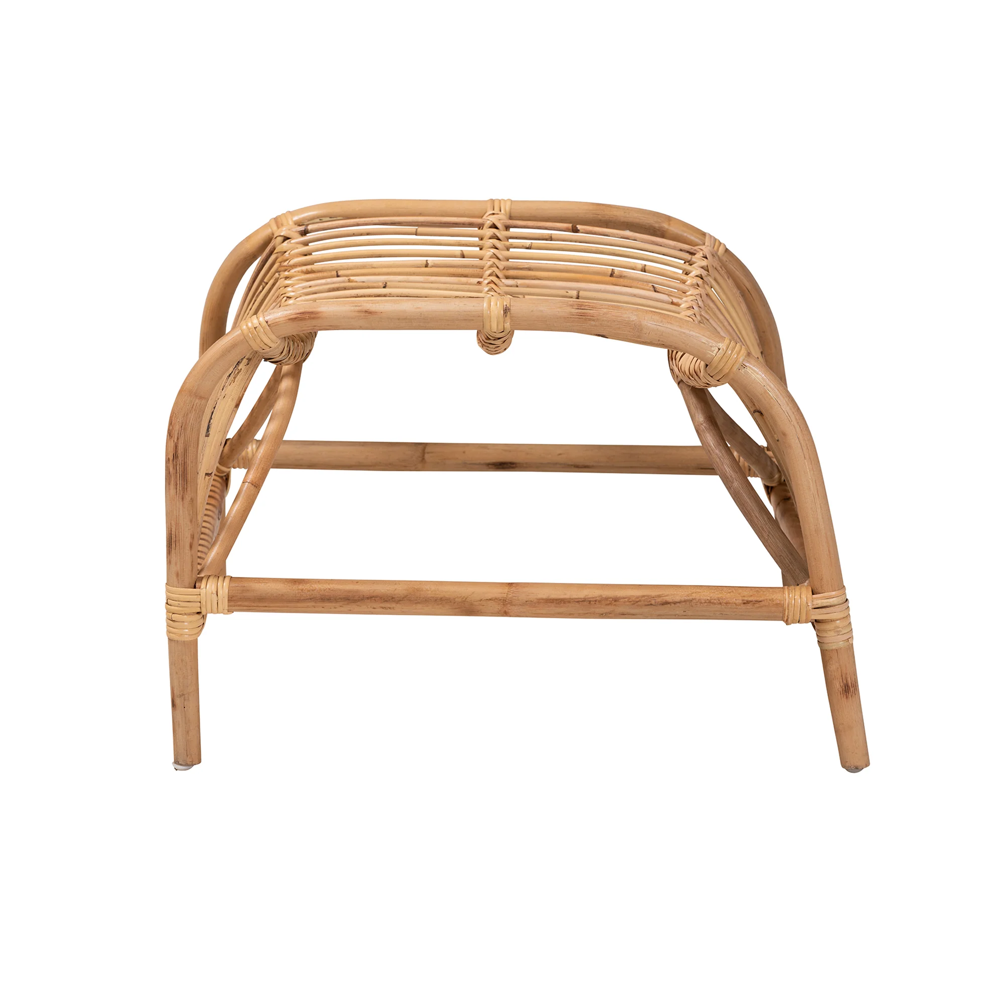 Baxton Studio bali & pari Lamaria Modern Bohmenian Natural Brown Antique Rattan Footstool - Image 4