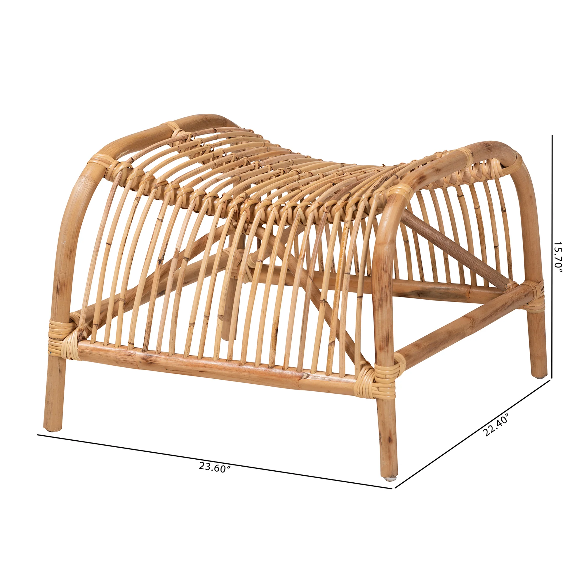 Baxton Studio bali & pari Lamaria Modern Bohmenian Natural Brown Antique Rattan Footstool - Image 7