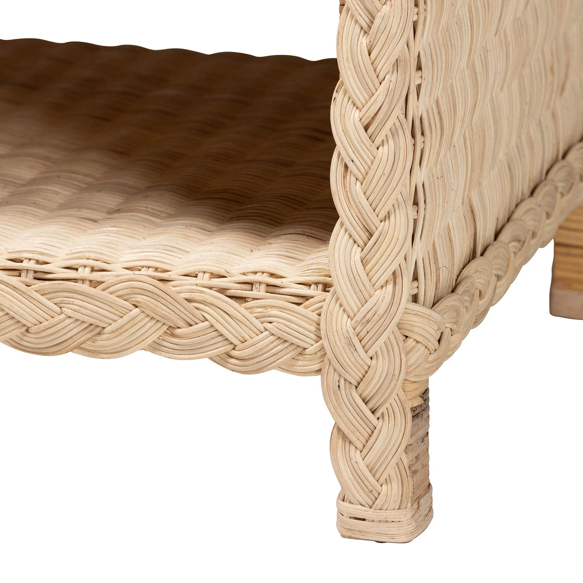 Baxton Studio bali & pari Lanica Japandi Sun Bleached Rattan 2-Drawer Console Table - Image 11