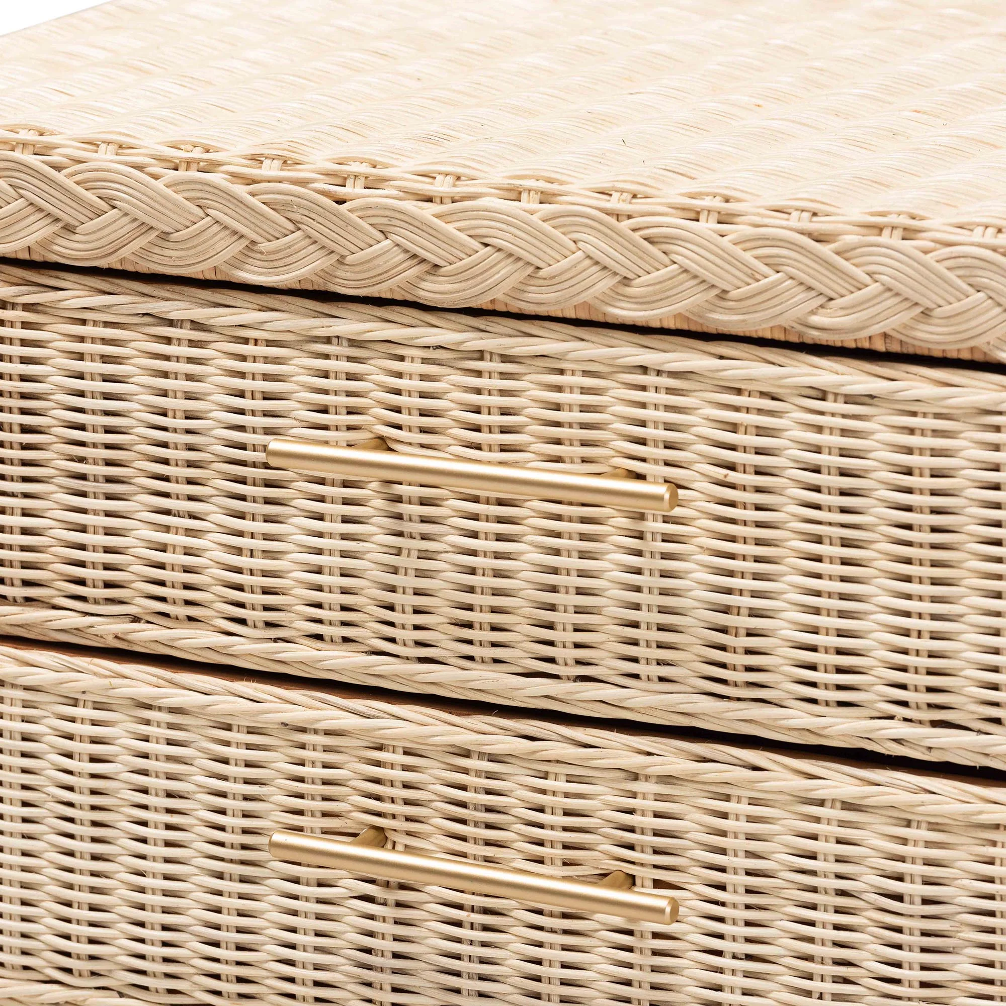 Baxton Studio bali & pari Lanica Japandi Sun Bleached Rattan 3-Drawer Nightstand - Image 10
