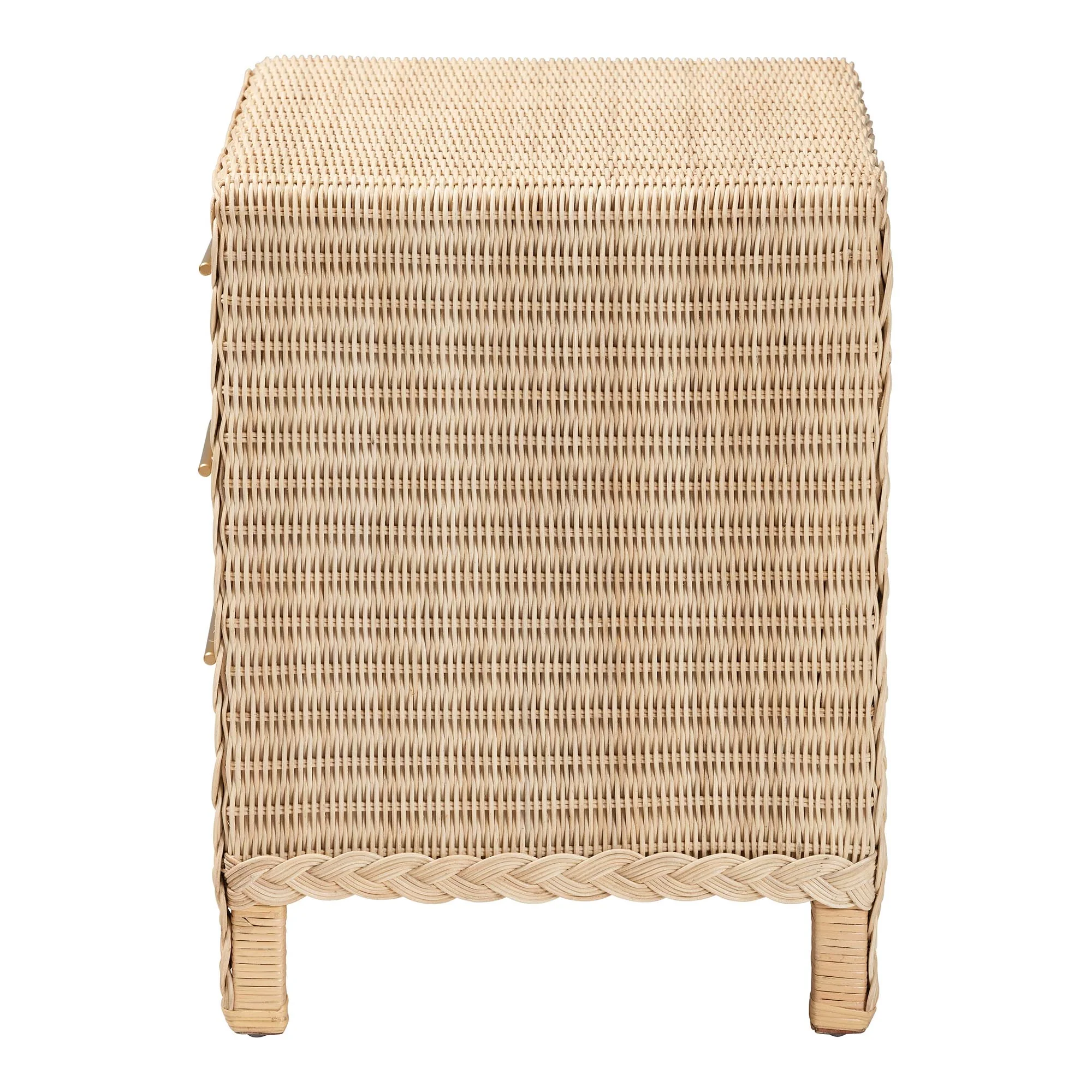 Baxton Studio bali & pari Lanica Japandi Sun Bleached Rattan 3-Drawer Nightstand - Image 8
