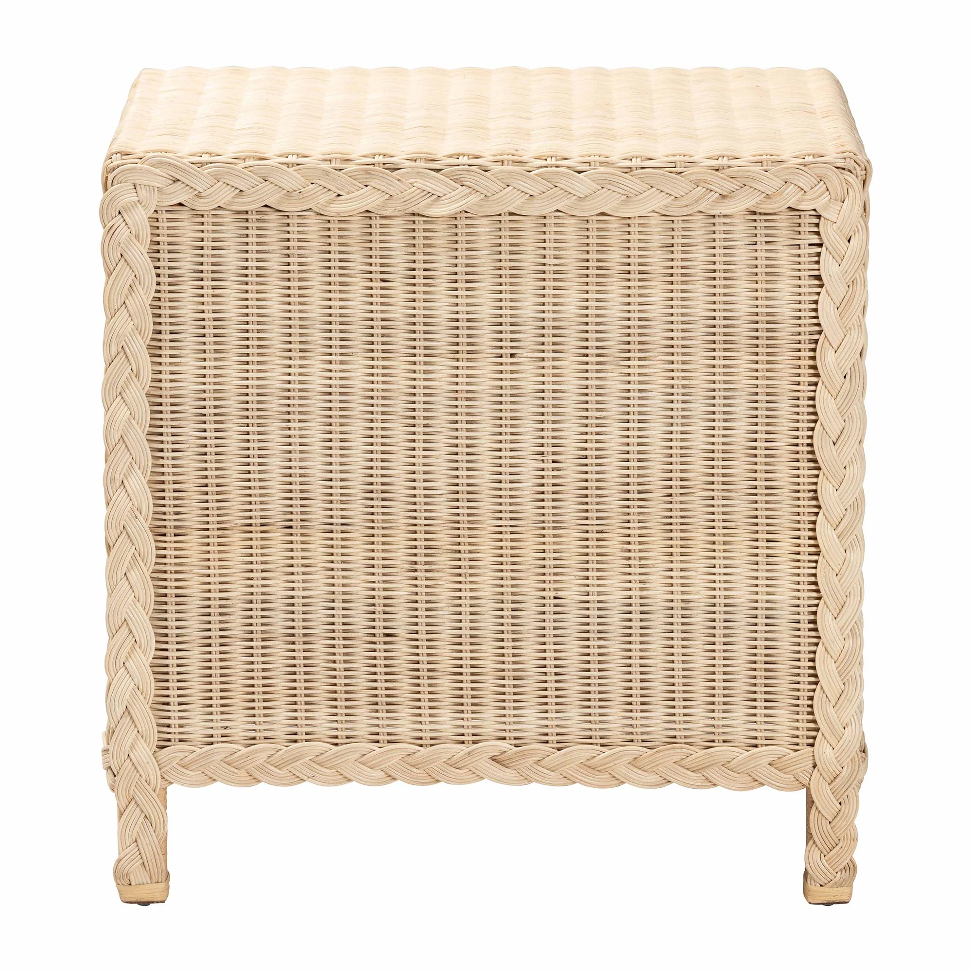 Baxton Studio bali & pari Lanica Japandi Sun Bleached Rattan 3-Drawer Nightstand - Image 9