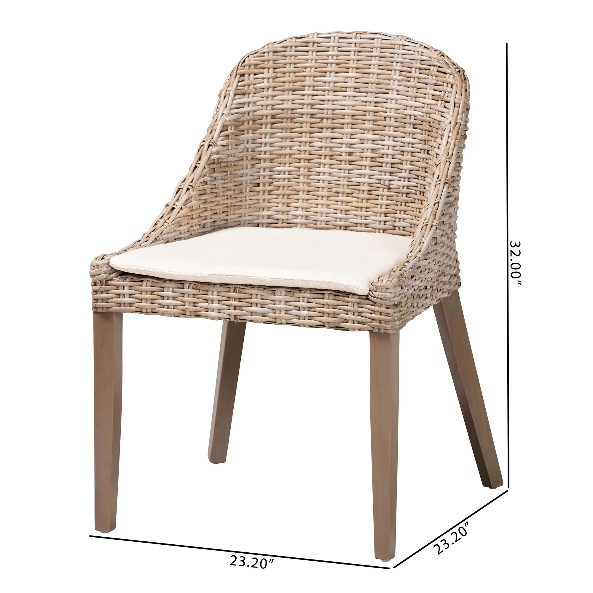 Baxton Studio bali & pari Lara Bohemian Grey Kubu Rattan and Mahogany Wood Dining Chair - Image 3