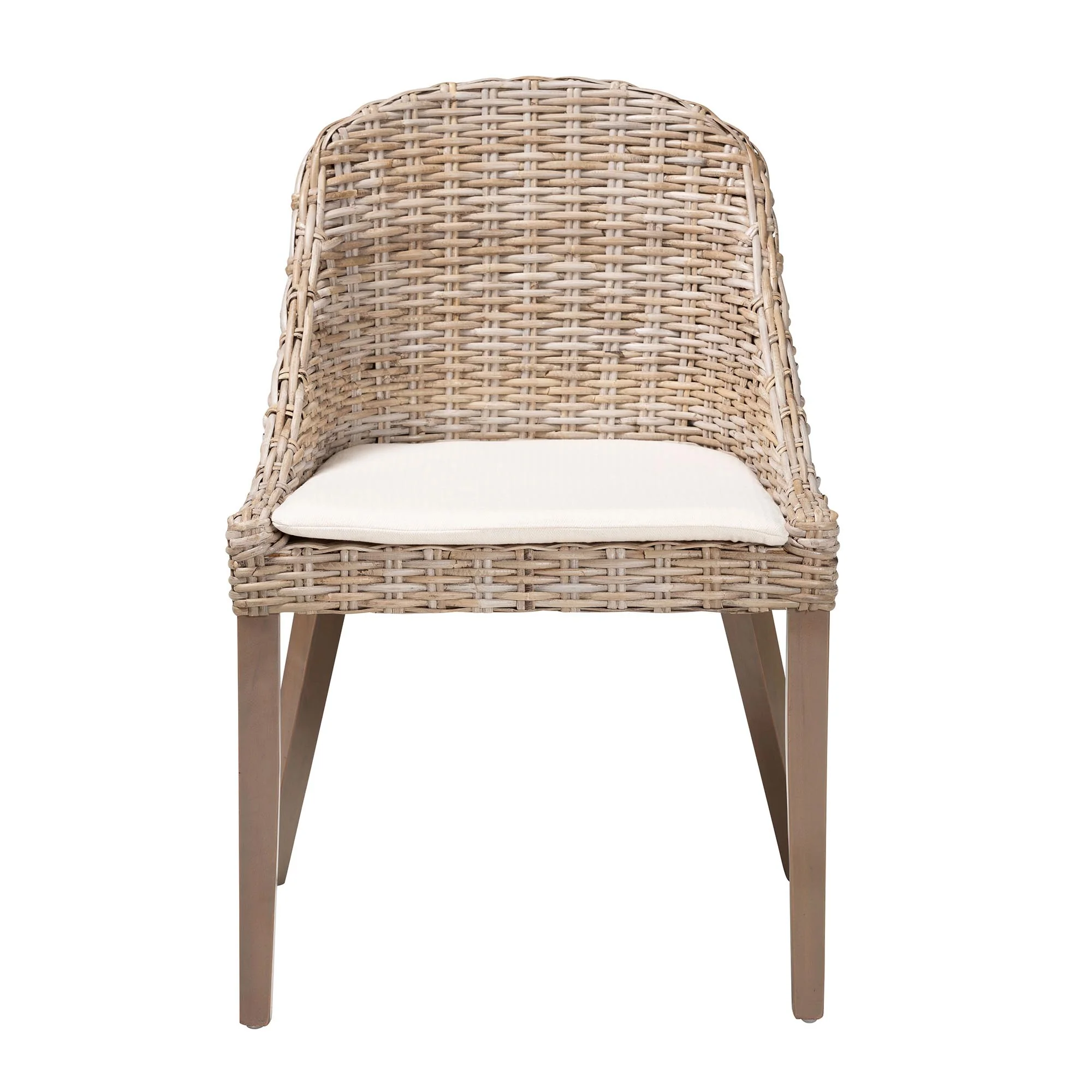 Baxton Studio bali & pari Lara Bohemian Grey Kubu Rattan and Mahogany Wood Dining Chair - Image 5