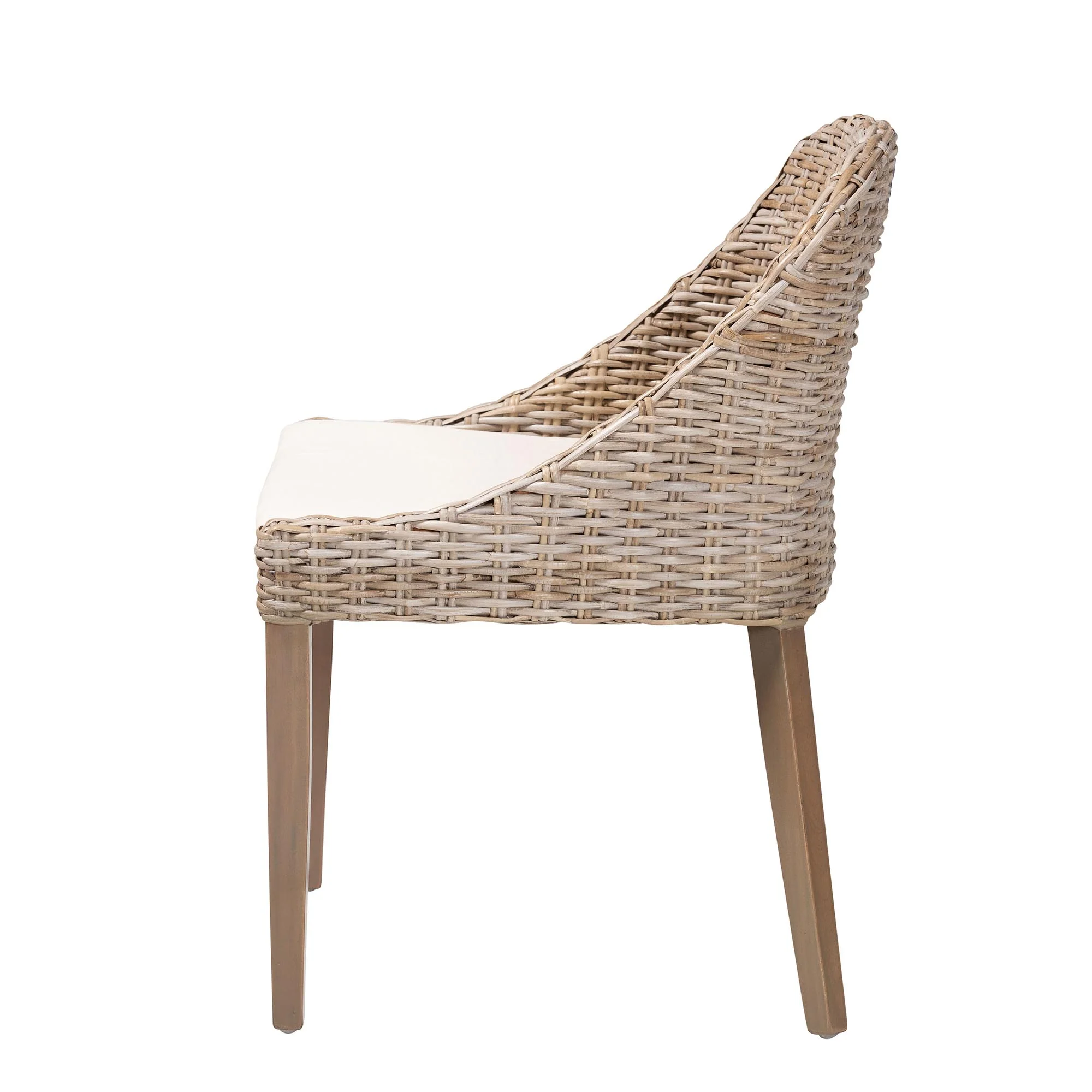 Baxton Studio bali & pari Lara Bohemian Grey Kubu Rattan and Mahogany Wood Dining Chair - Image 6