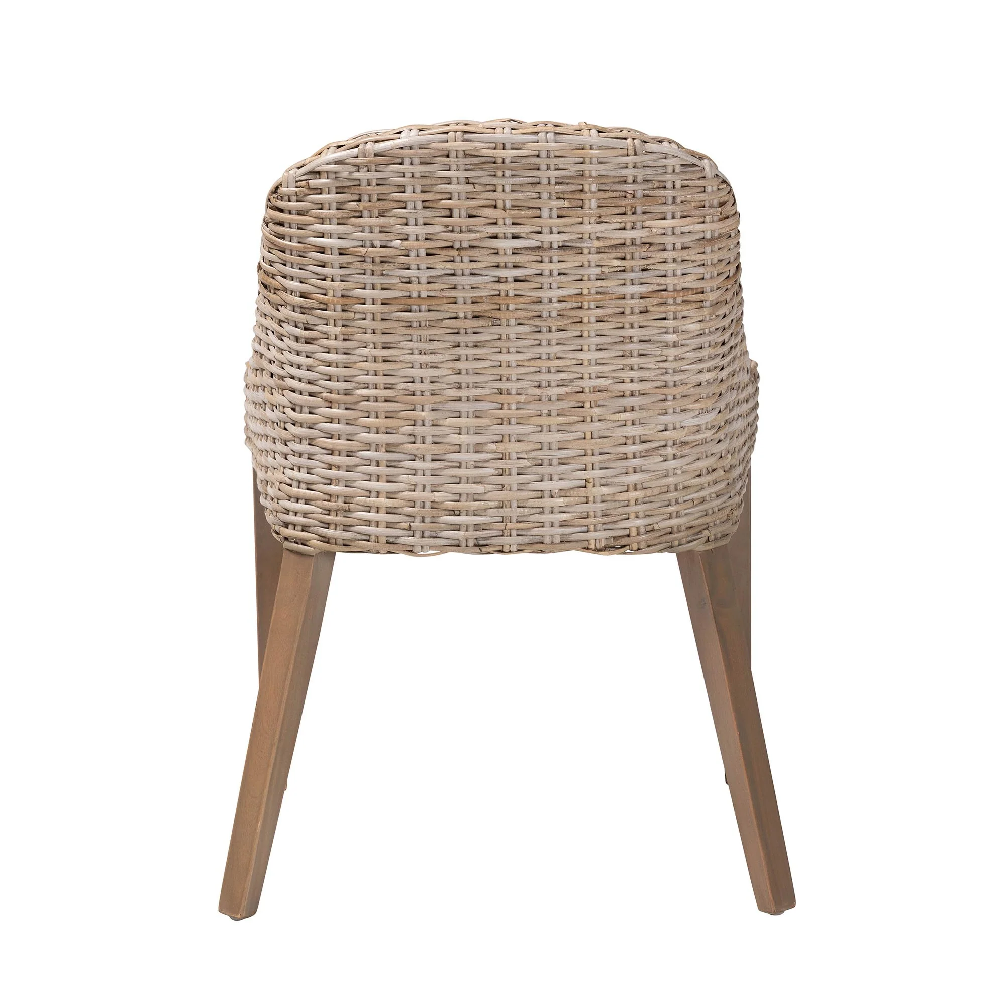 Baxton Studio bali & pari Lara Bohemian Grey Kubu Rattan and Mahogany Wood Dining Chair - Image 7