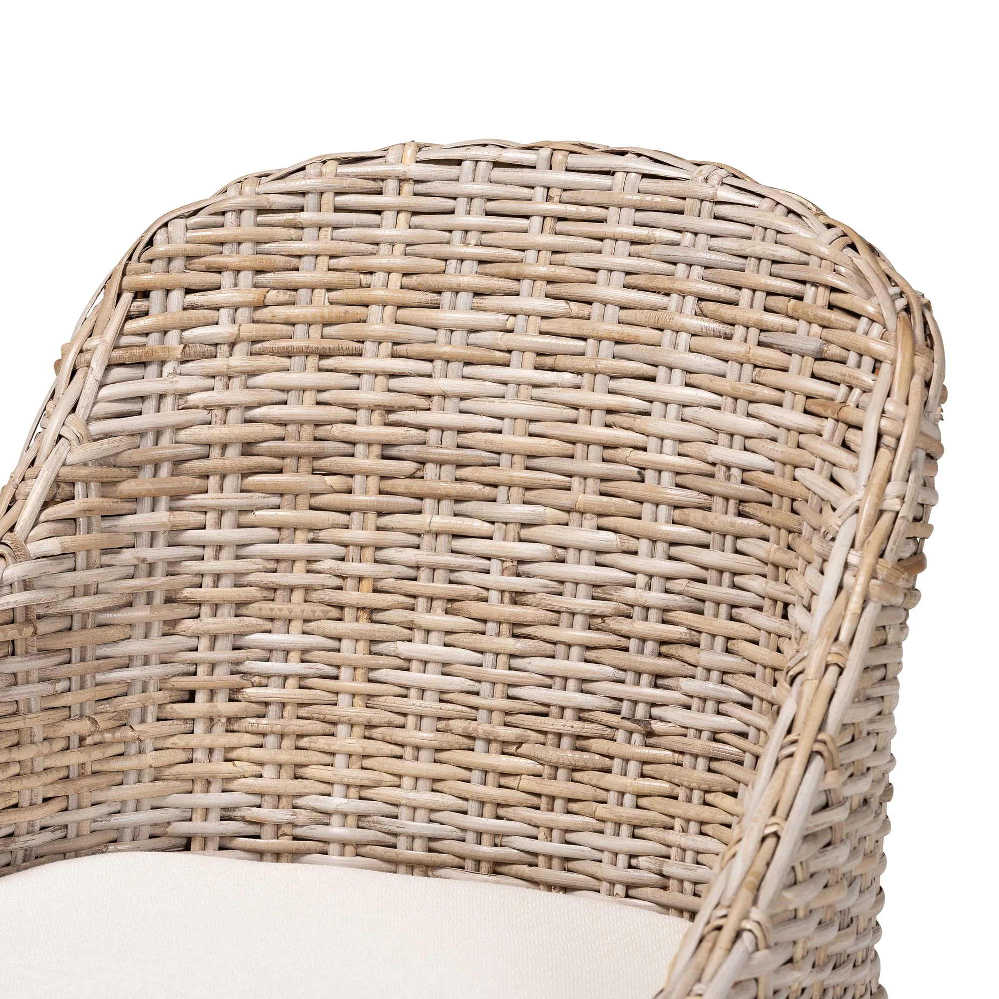 Baxton Studio bali & pari Lara Bohemian Grey Kubu Rattan and Mahogany Wood Dining Chair - Image 8