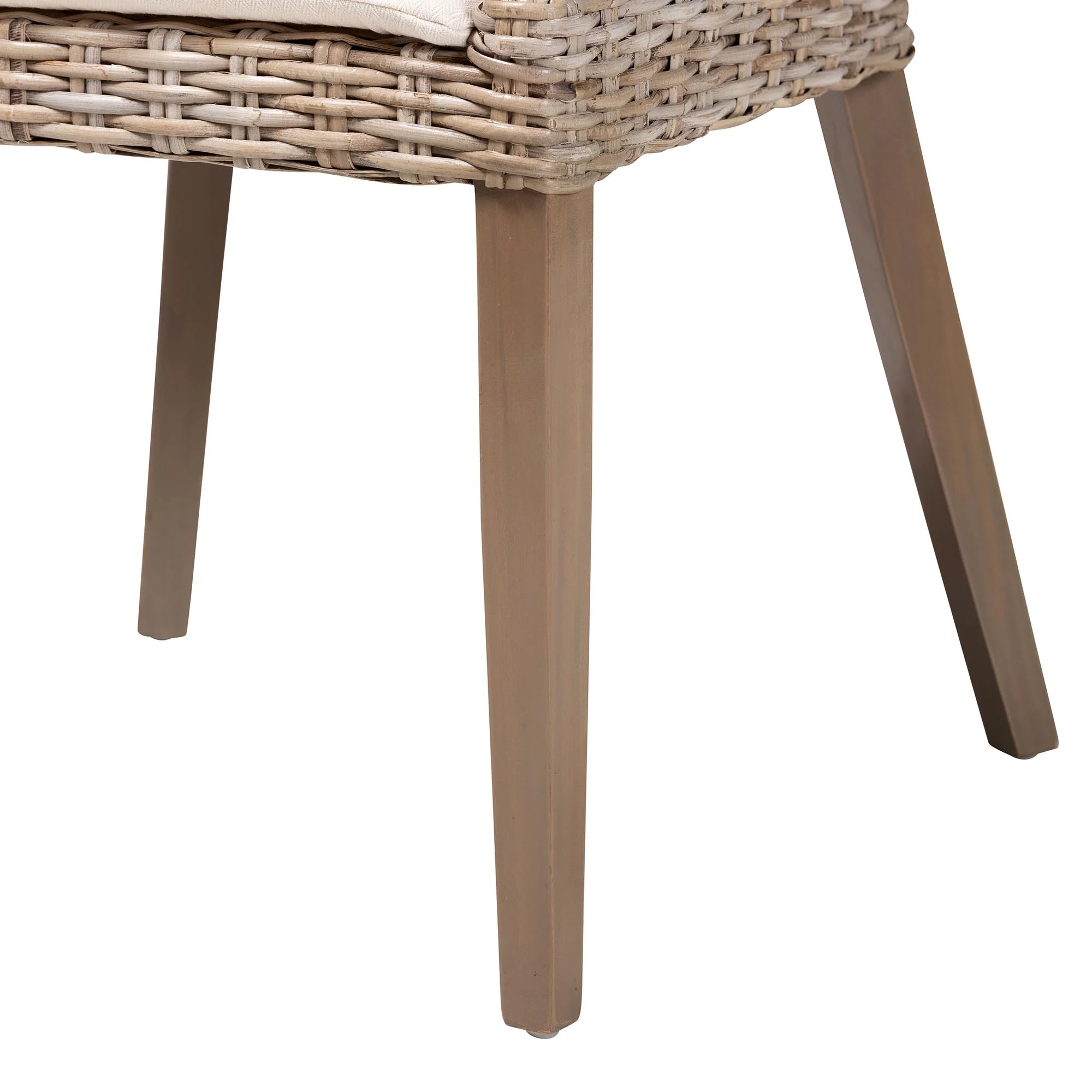 Baxton Studio bali & pari Lara Bohemian Grey Kubu Rattan and Mahogany Wood Dining Chair - Image 9