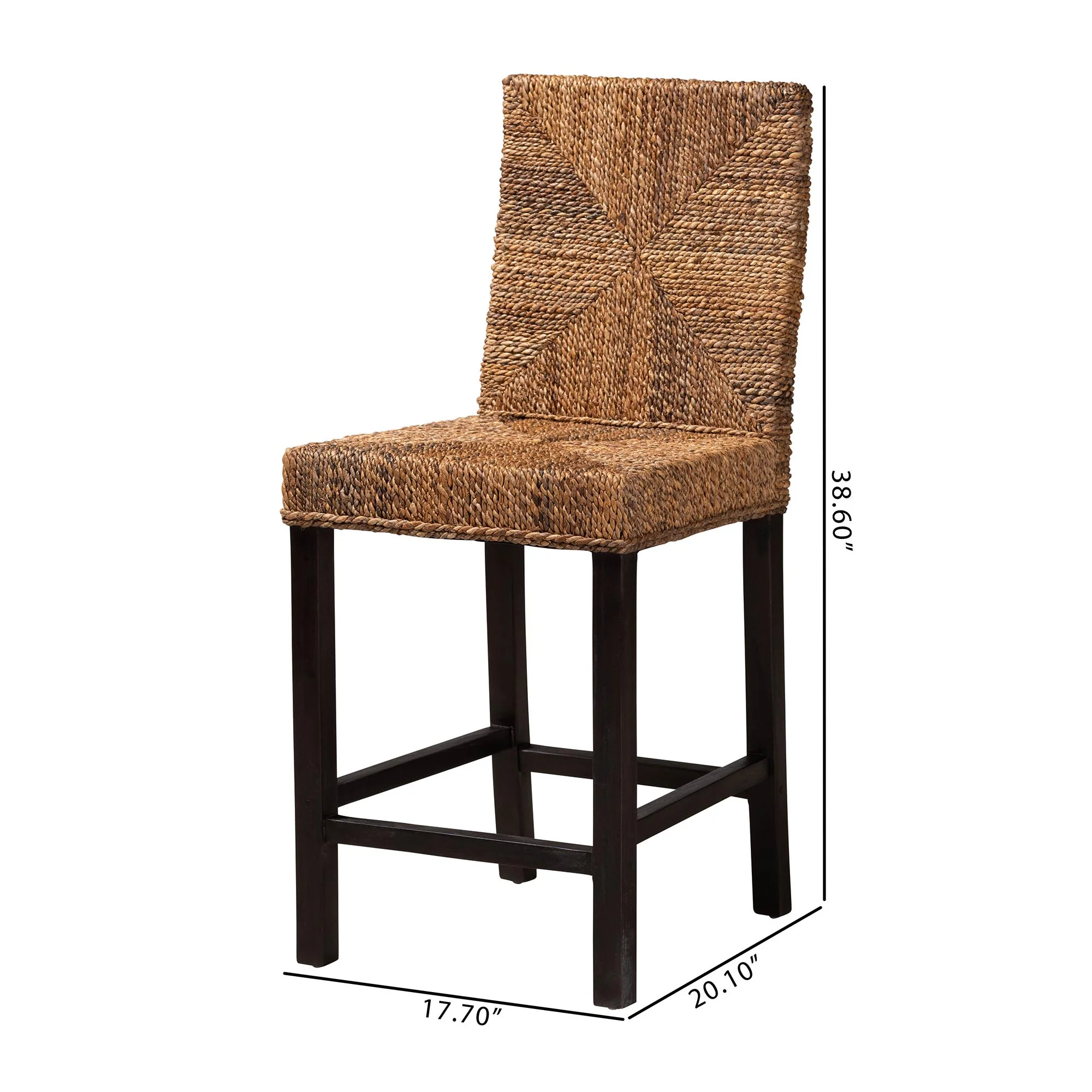 Baxton Studio bali & pari Laymi Modern Bohemian Dark Brown Mahogany Wood and Seagrass Counter Stool - Image 10