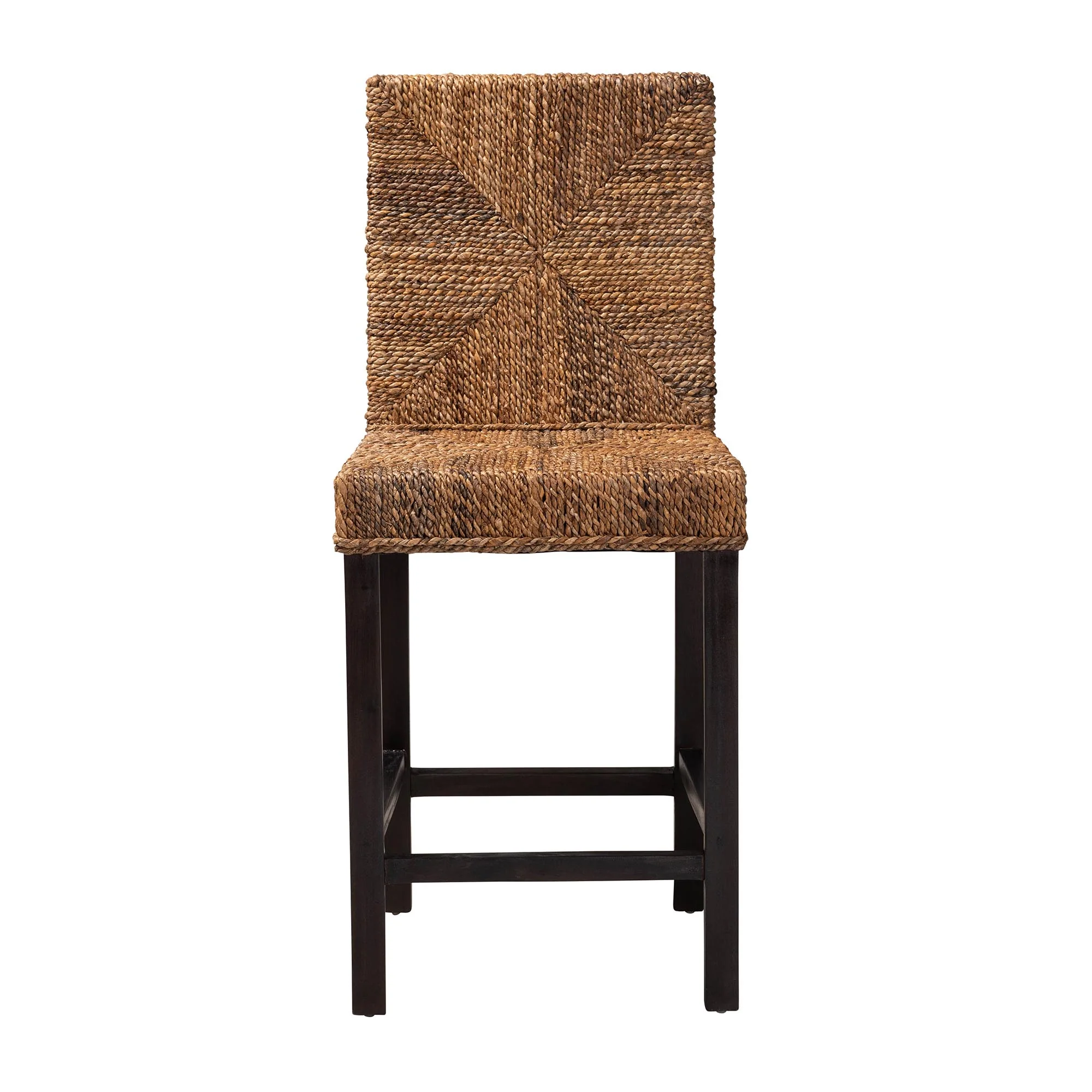 Baxton Studio bali & pari Laymi Modern Bohemian Dark Brown Mahogany Wood and Seagrass Counter Stool - Image 3
