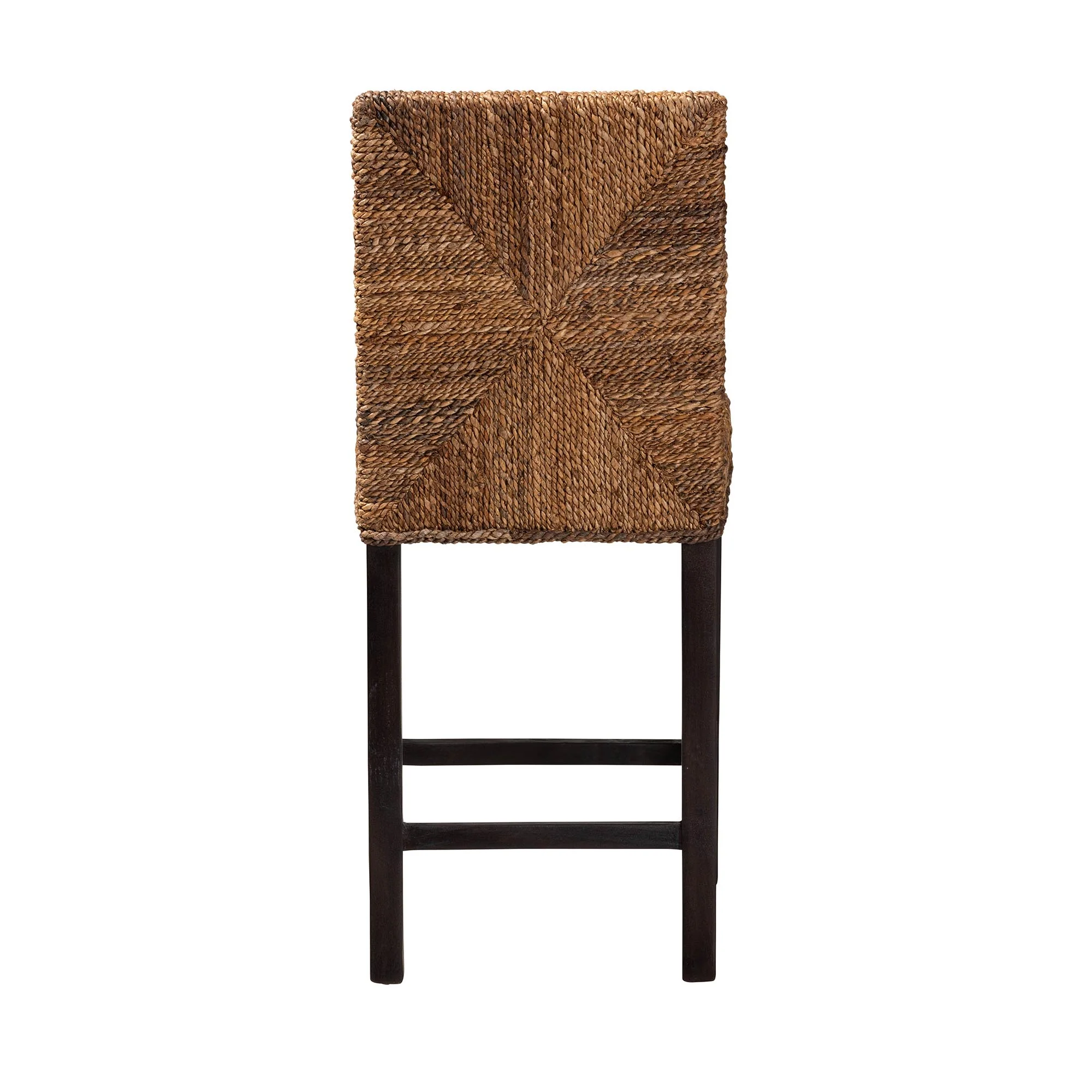 Baxton Studio bali & pari Laymi Modern Bohemian Dark Brown Mahogany Wood and Seagrass Counter Stool - Image 5