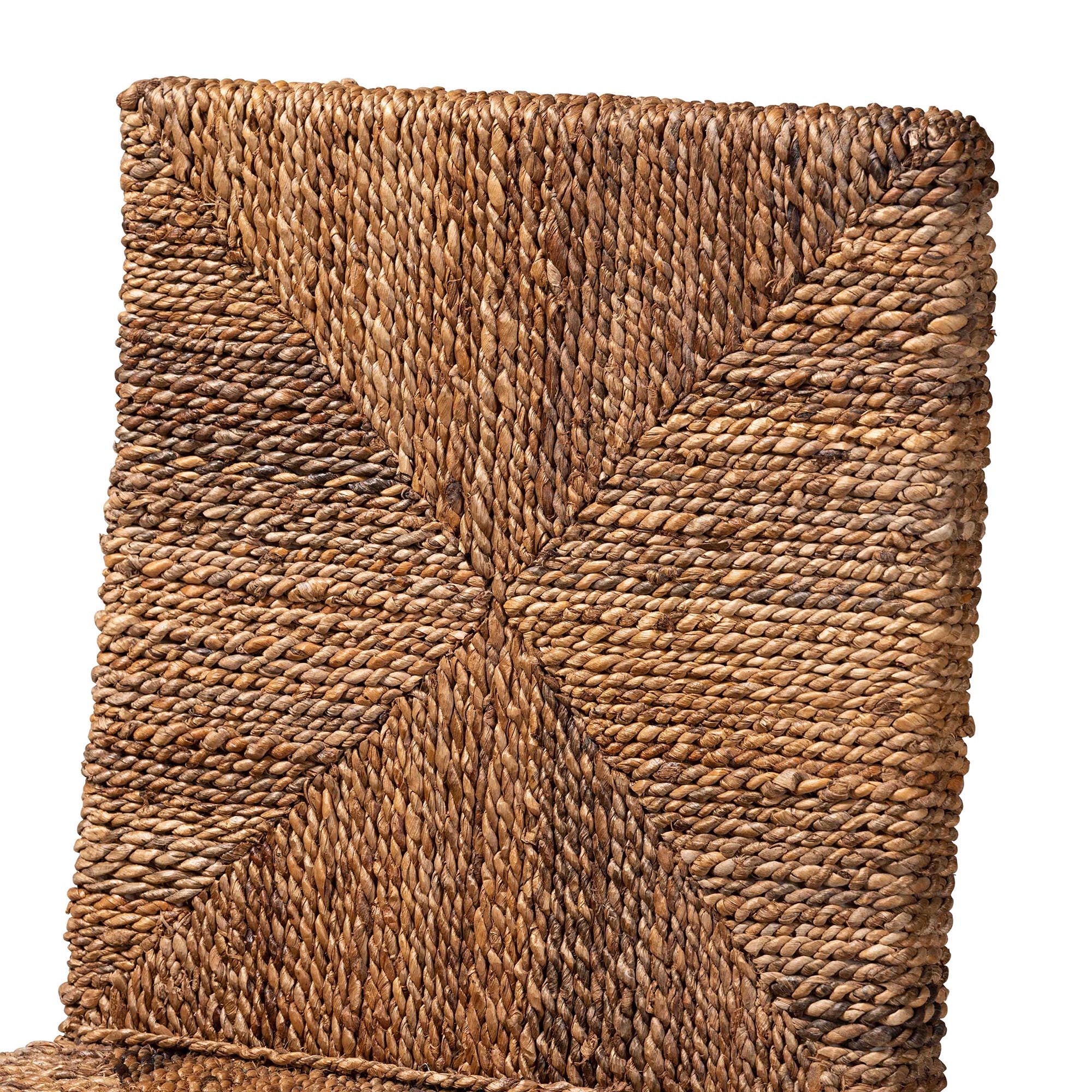 Baxton Studio bali & pari Laymi Modern Bohemian Dark Brown Mahogany Wood and Seagrass Counter Stool - Image 6