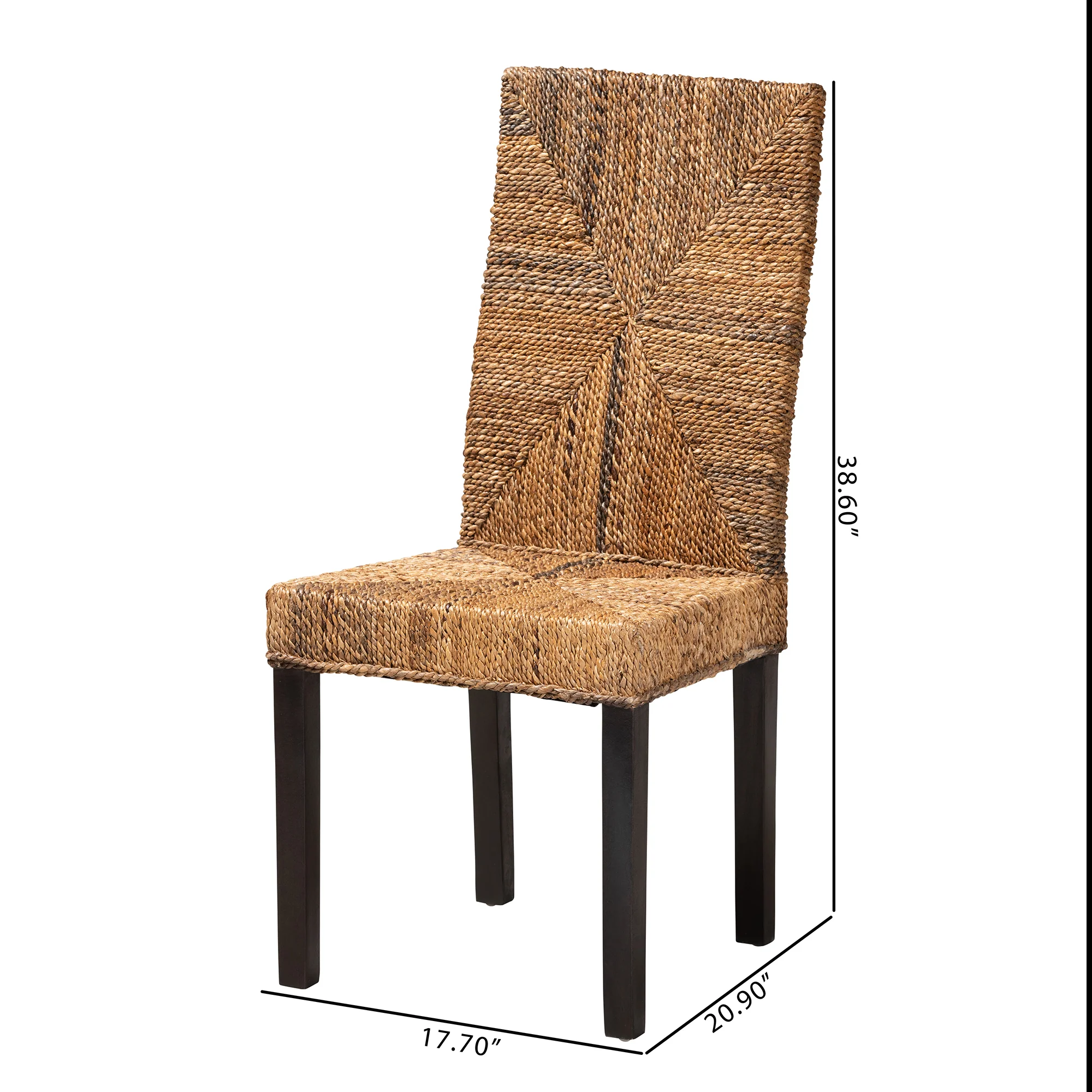 Baxton Studio bali & pari Laymi Modern Bohemian Dark Brown Mahogany Wood and Seagrass Dining Chair - Image 3