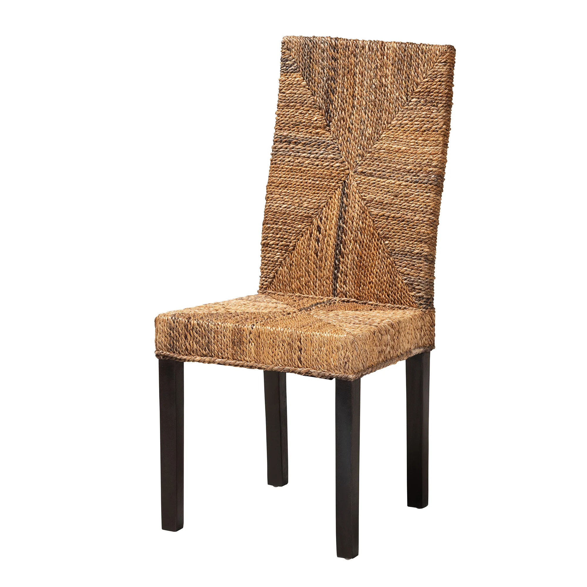 Baxton Studio bali & pari Laymi Modern Bohemian Dark Brown Mahogany Wood and Seagrass Dining Chair - Image 4
