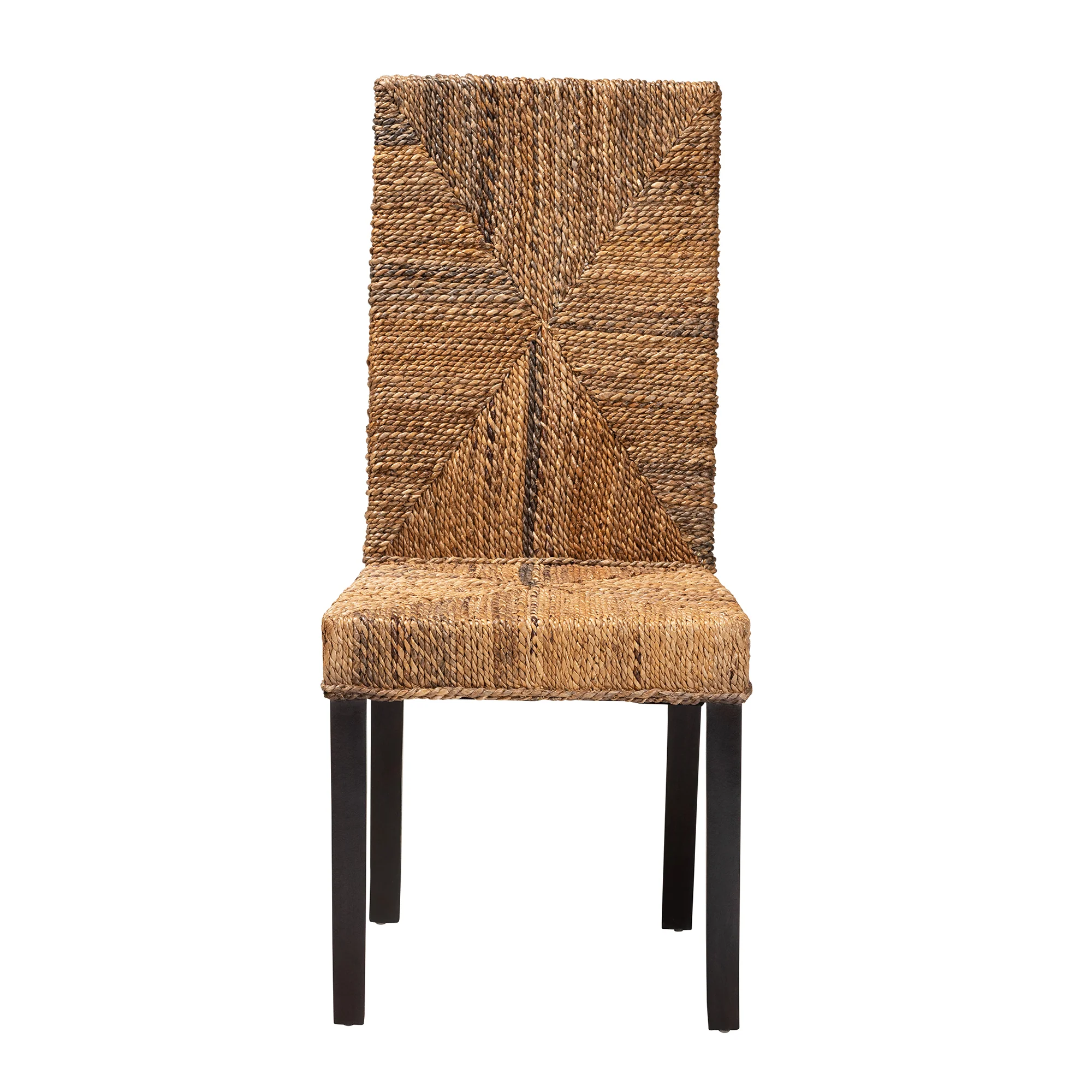 Baxton Studio bali & pari Laymi Modern Bohemian Dark Brown Mahogany Wood and Seagrass Dining Chair - Image 5