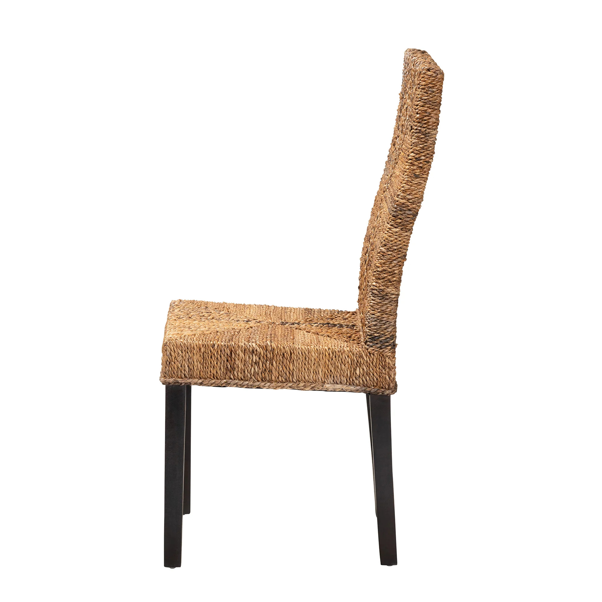 Baxton Studio bali & pari Laymi Modern Bohemian Dark Brown Mahogany Wood and Seagrass Dining Chair - Image 6