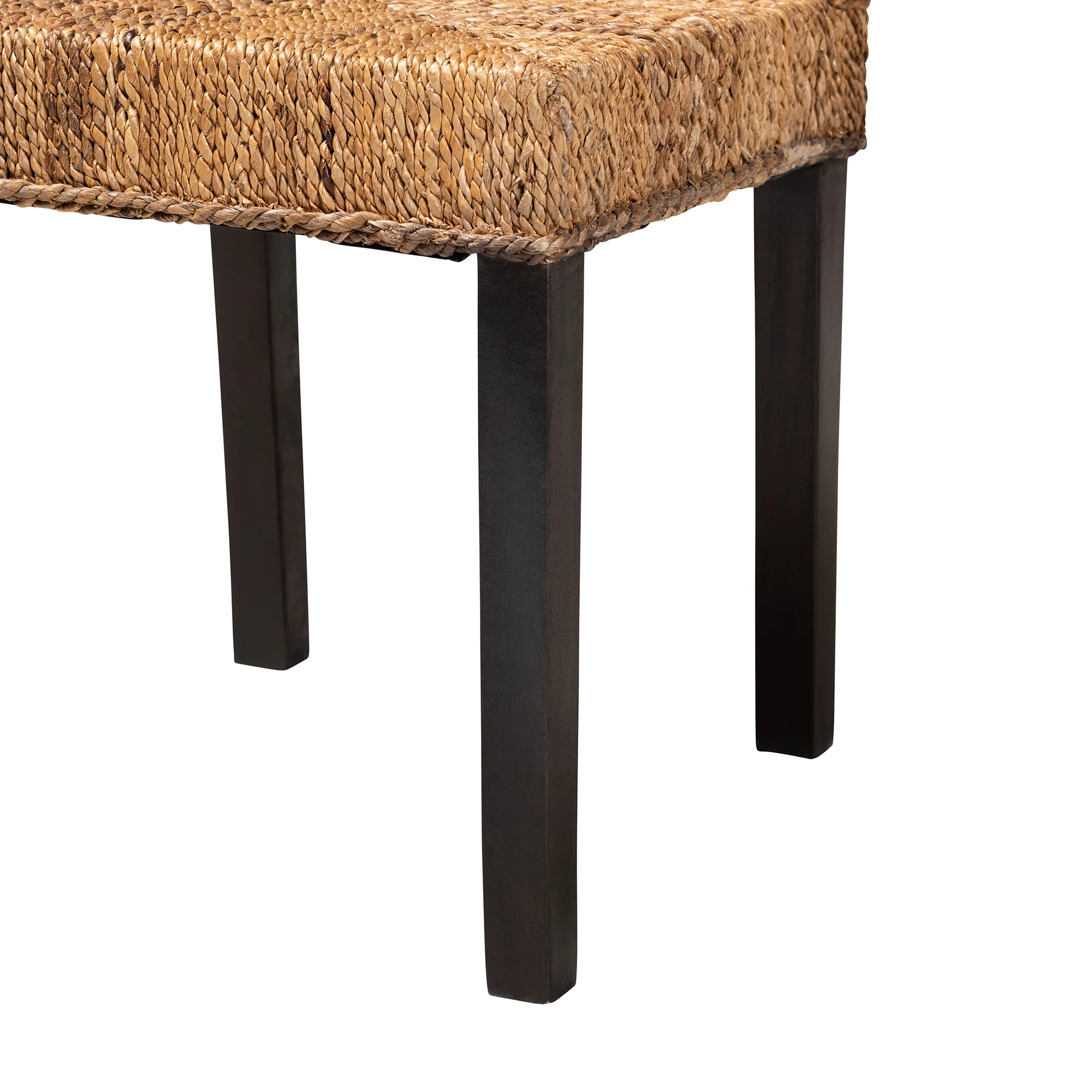 Baxton Studio bali & pari Laymi Modern Bohemian Dark Brown Mahogany Wood and Seagrass Dining Chair - Image 9