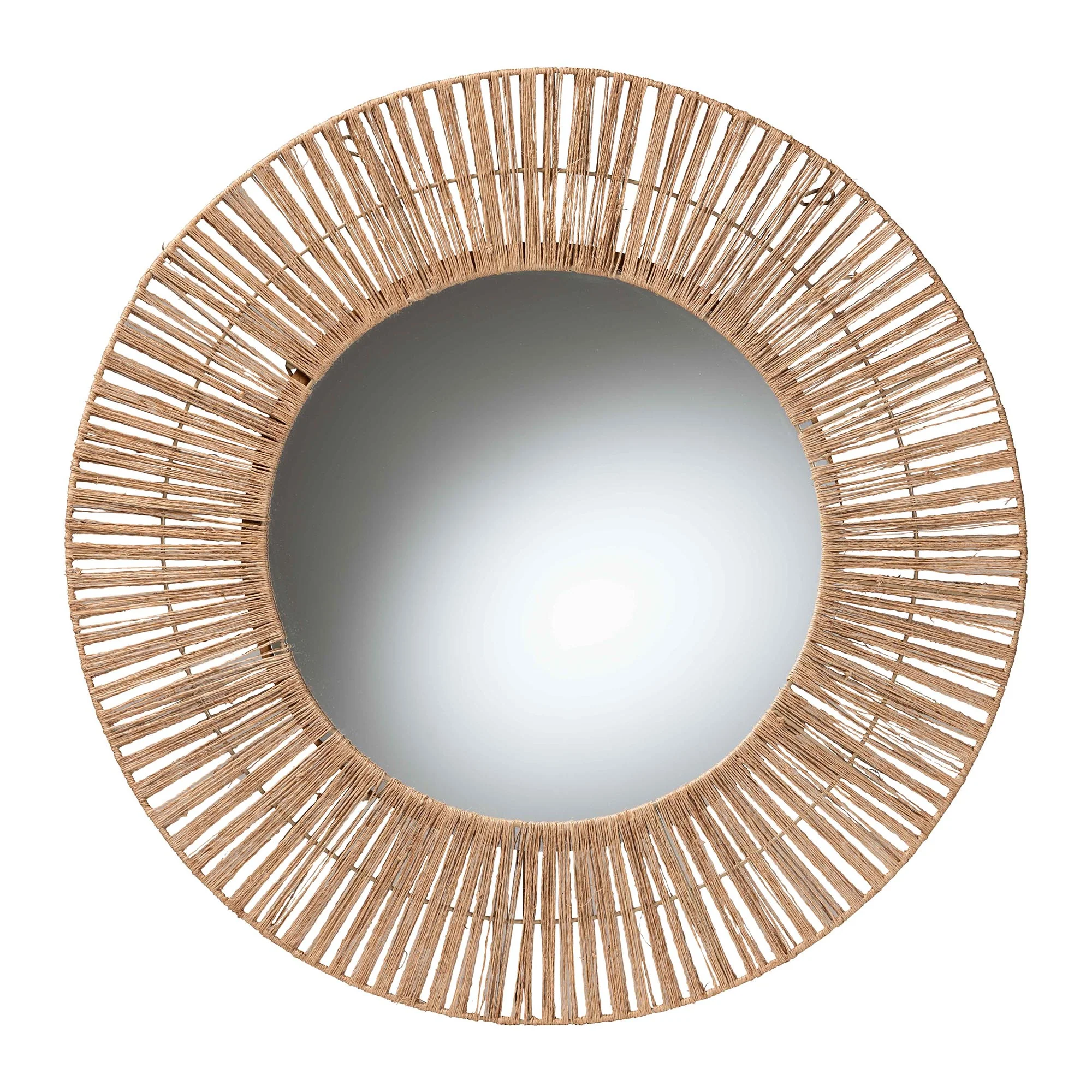 Baxton Studio bali & pari Leala Modern Bohemian Metal and Natural Brown Seagrass Accent Wall Mirror - Image 2