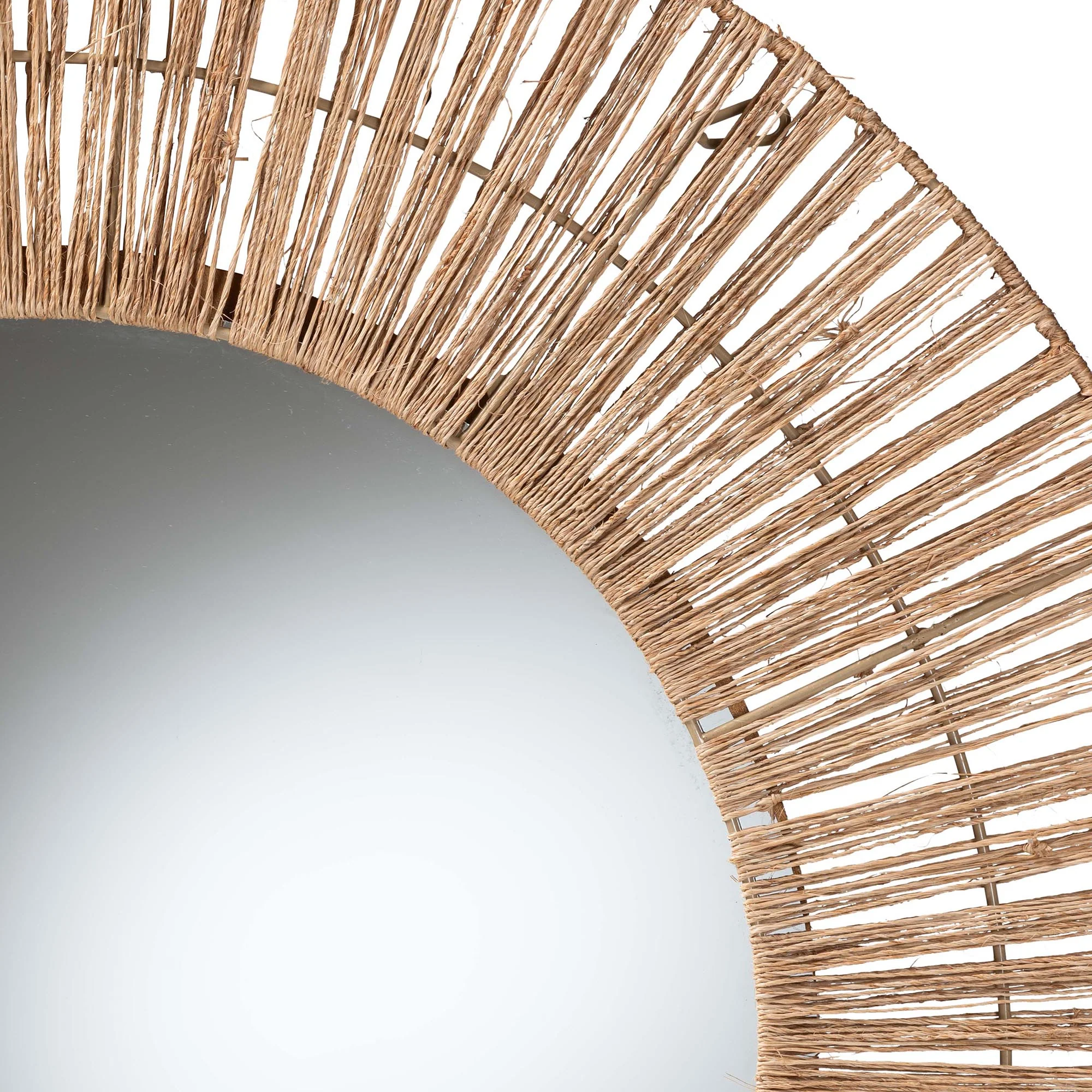 Baxton Studio bali & pari Leala Modern Bohemian Metal and Natural Brown Seagrass Accent Wall Mirror - Image 3