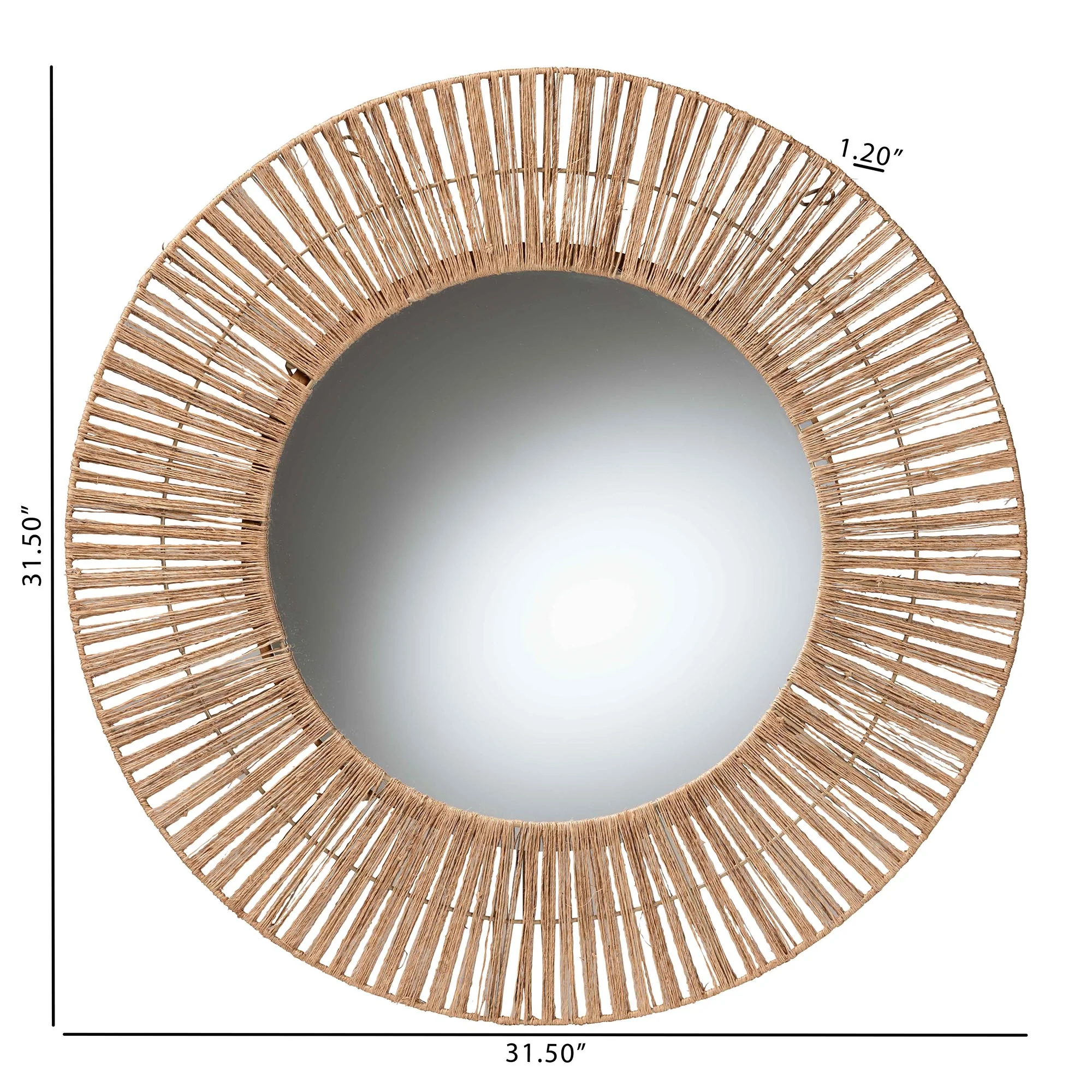 Baxton Studio bali & pari Leala Modern Bohemian Metal and Natural Brown Seagrass Accent Wall Mirror - Image 4