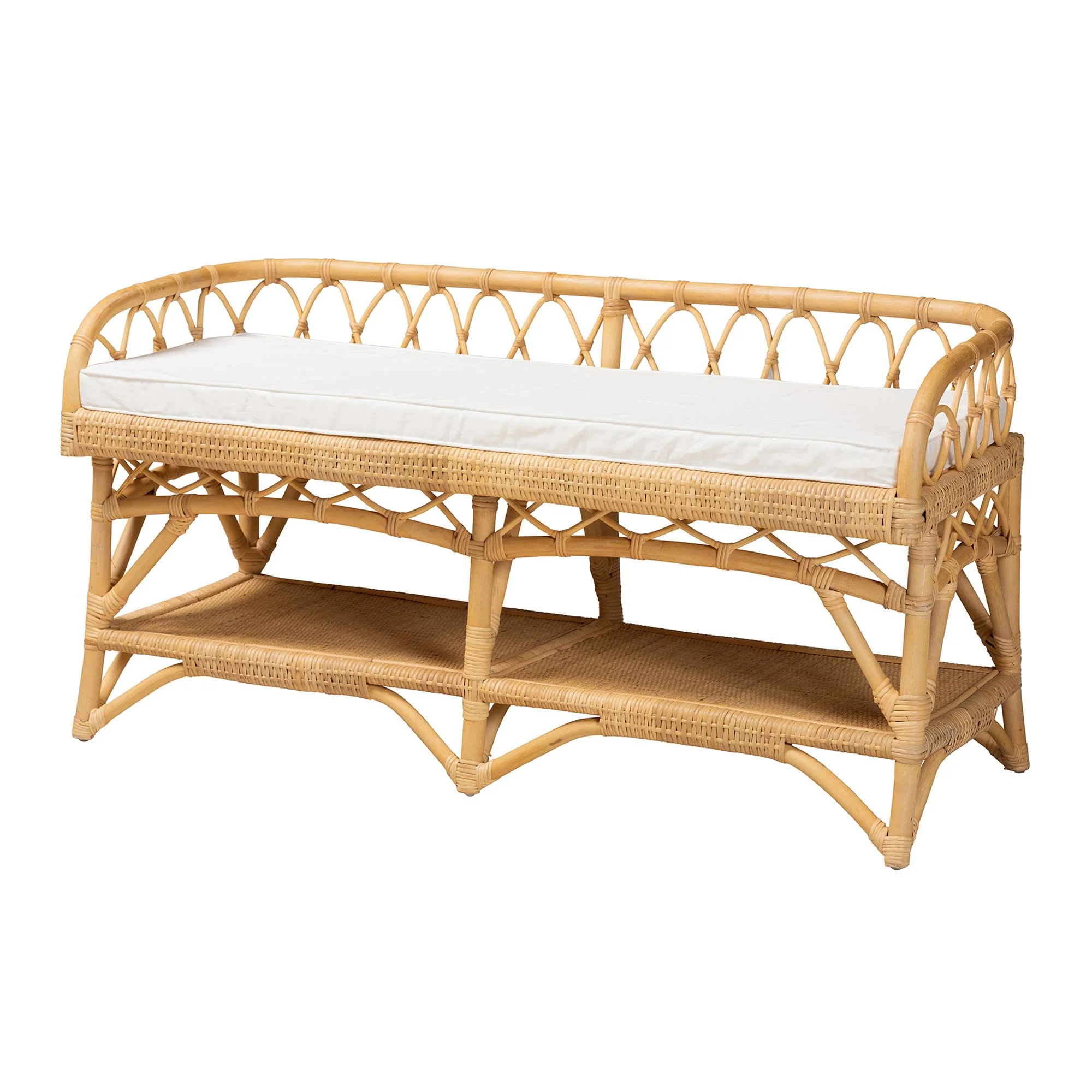 Baxton Studio bali & pari Leryn Modern Bohemian Natural Brown Rattan Bench - Image 4