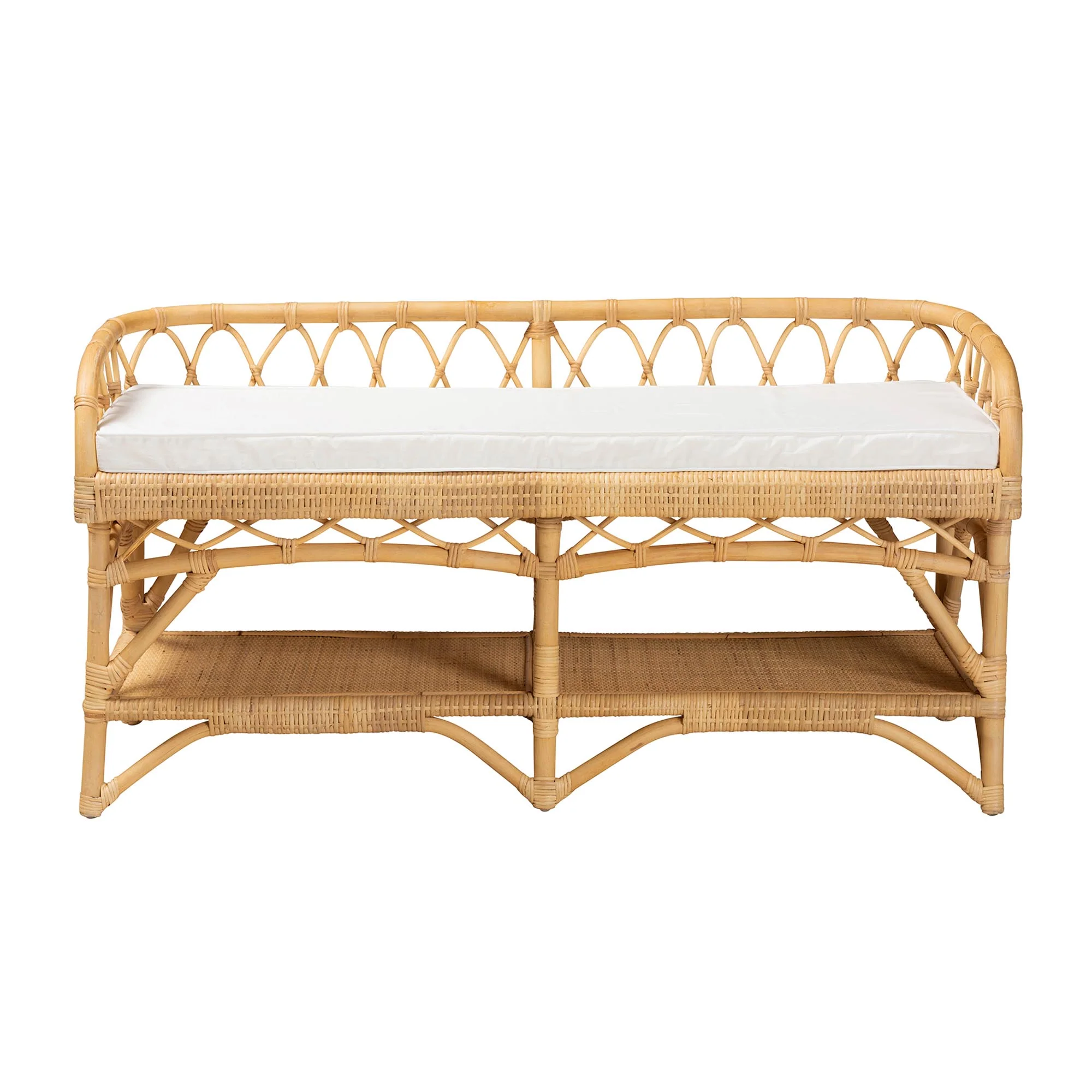 Baxton Studio bali & pari Leryn Modern Bohemian Natural Brown Rattan Bench - Image 5