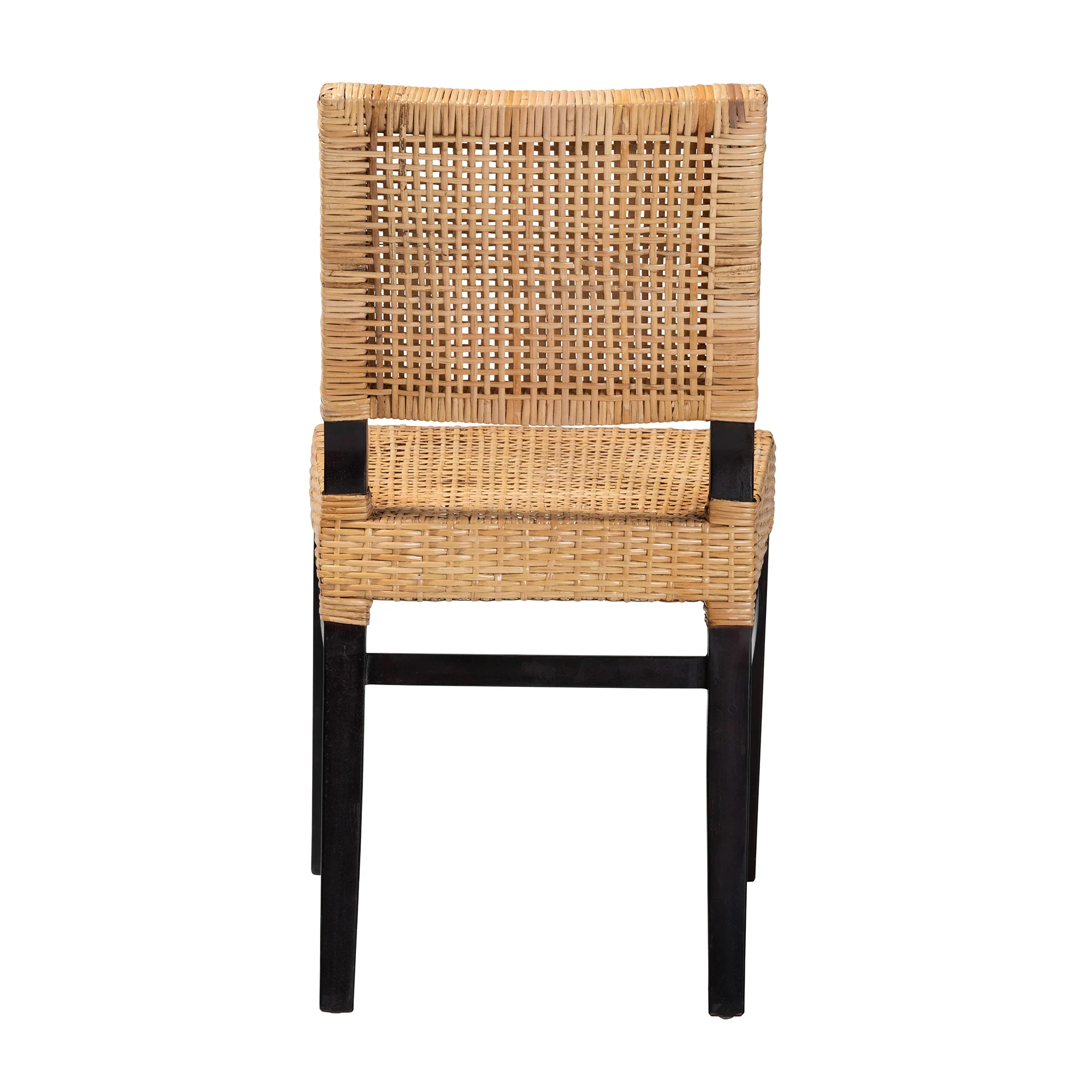 Baxton Studio bali & pari Lesia Modern Bohemian Natural Brown Rattan and Espresso Brown Mahogany Wood Dining Chair - Image 5
