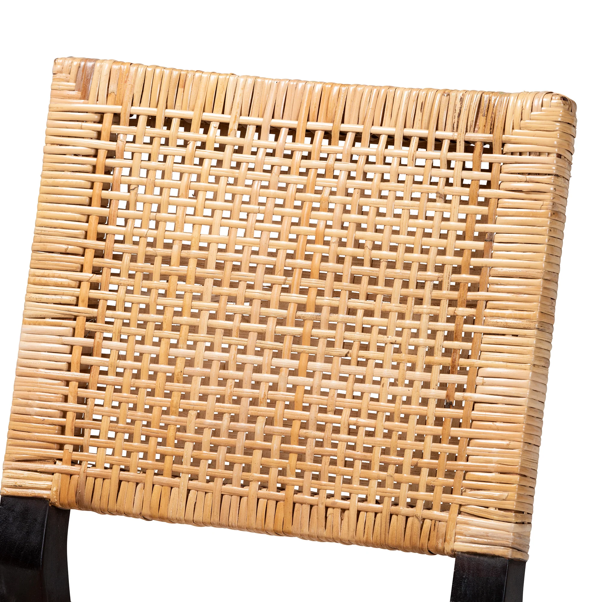 Baxton Studio bali & pari Lesia Modern Bohemian Natural Brown Rattan and Espresso Brown Mahogany Wood Dining Chair - Image 6