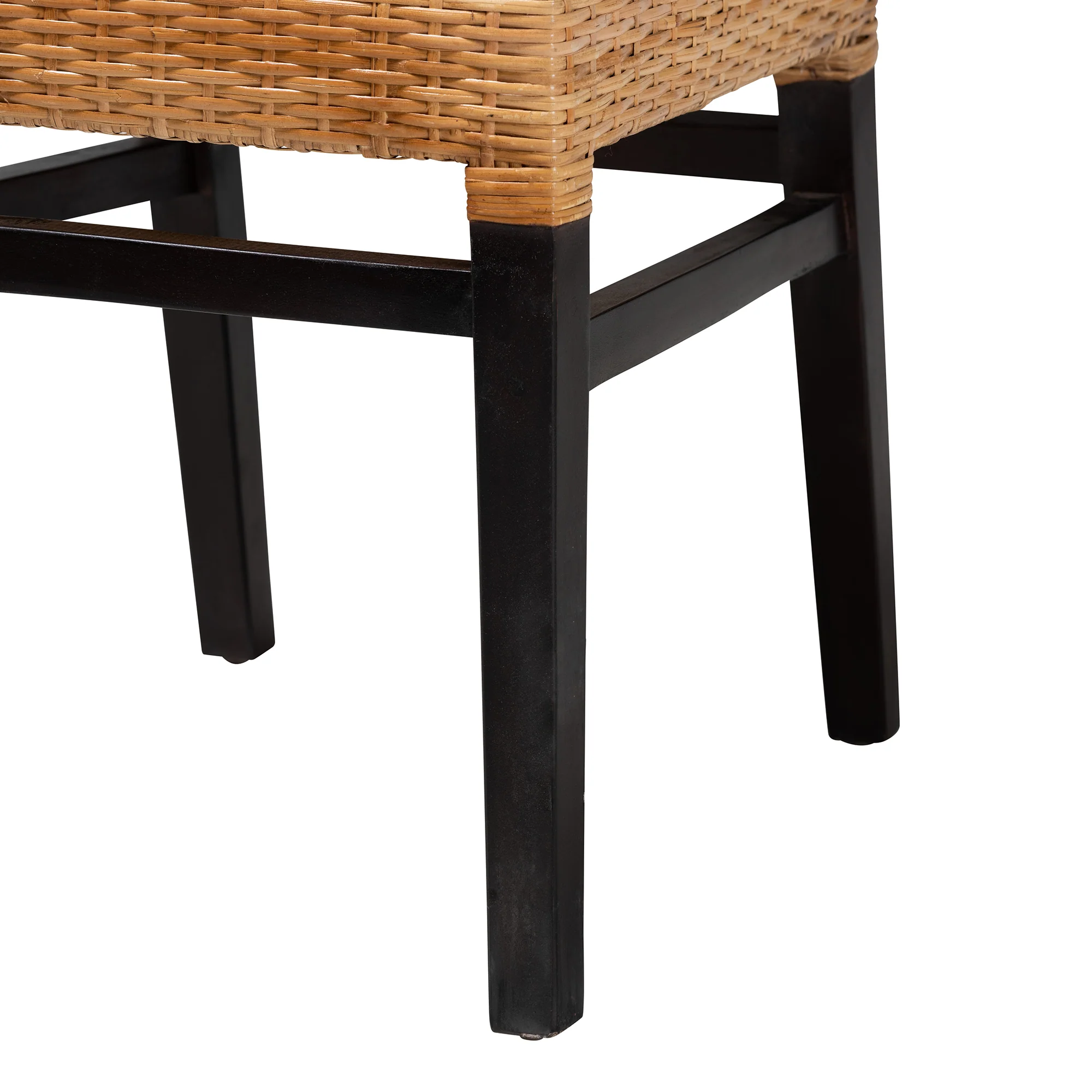 Baxton Studio bali & pari Lesia Modern Bohemian Natural Brown Rattan and Espresso Brown Mahogany Wood Dining Chair - Image 7